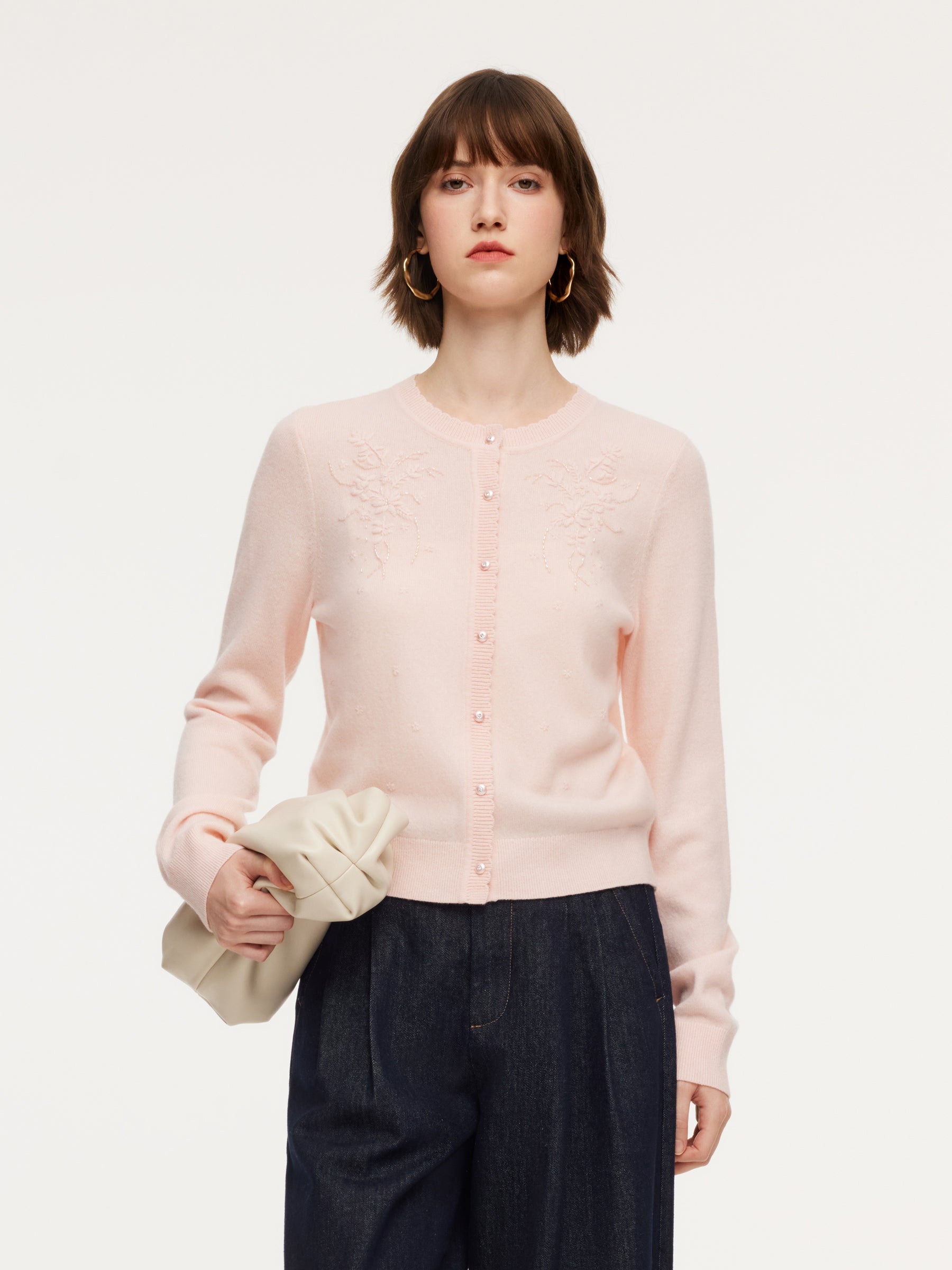Round Neck Single-Breasted Cardigan