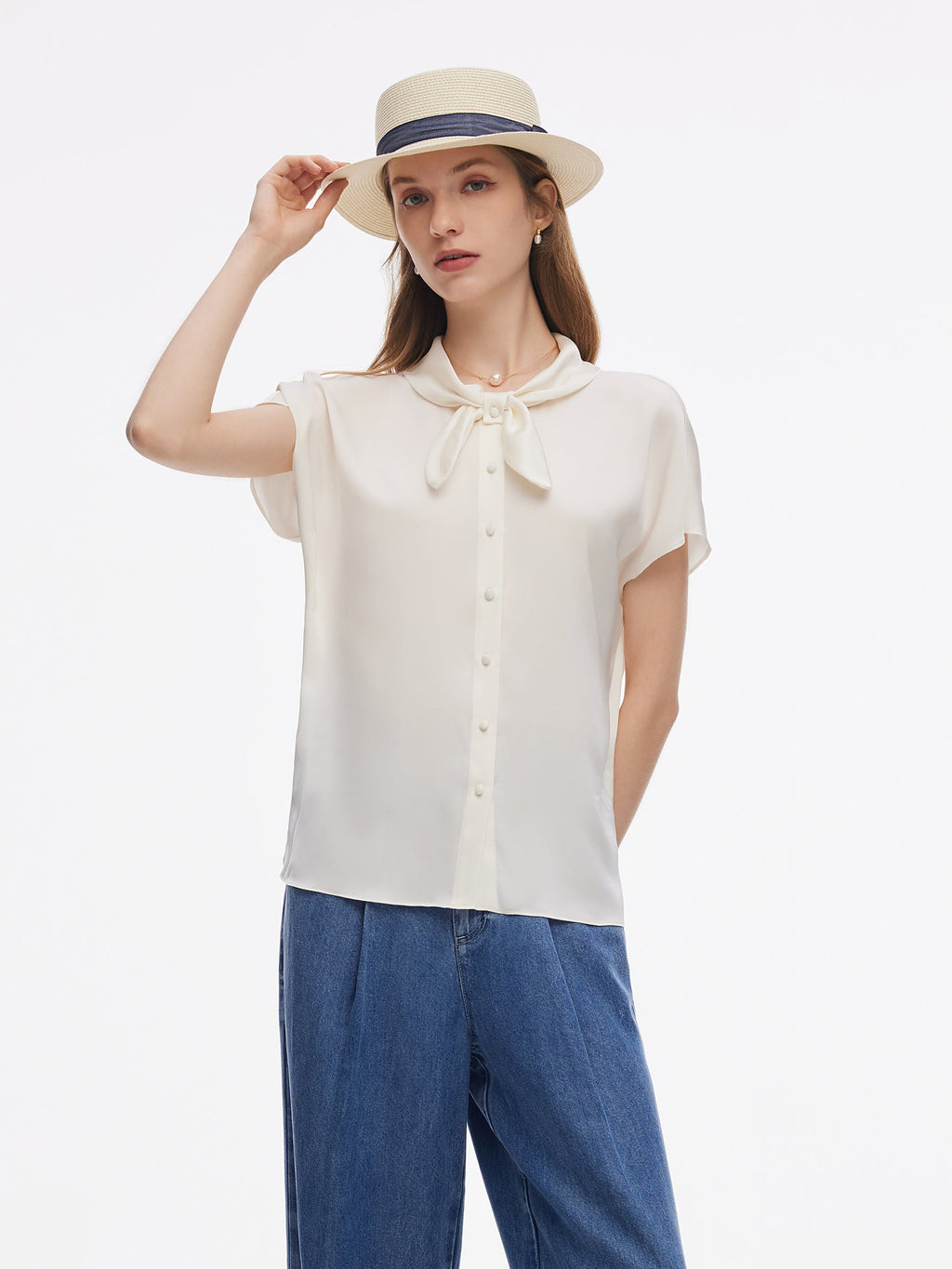French Bow Tie Neck Shirt