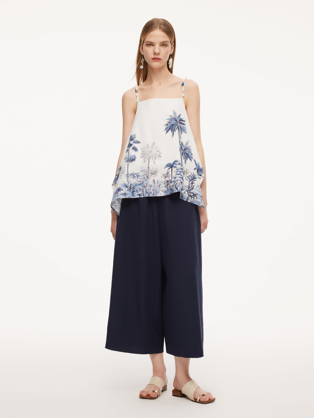 Linen-Blend A-Line Culottes