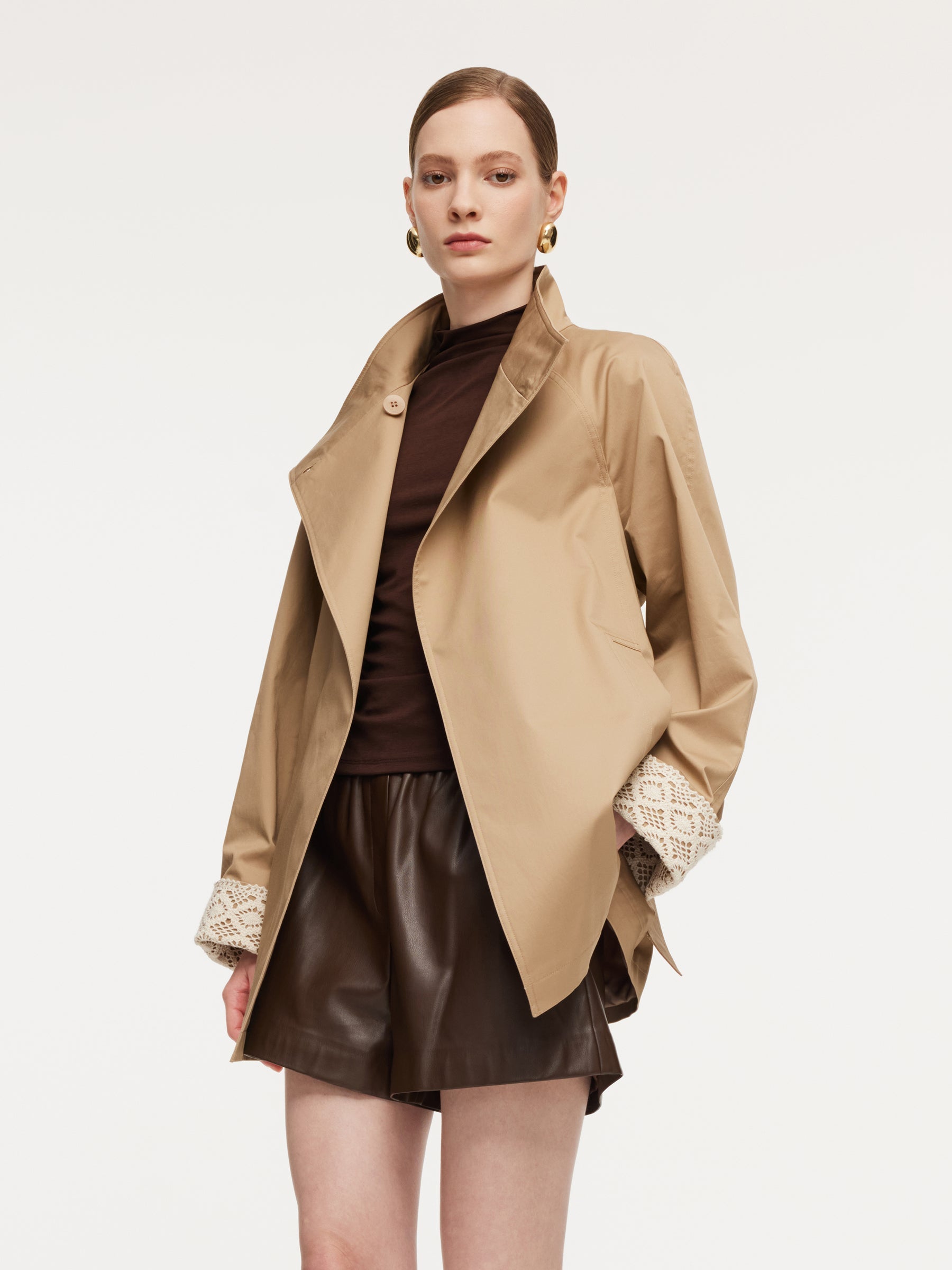 Cotton Stand Collar Trench