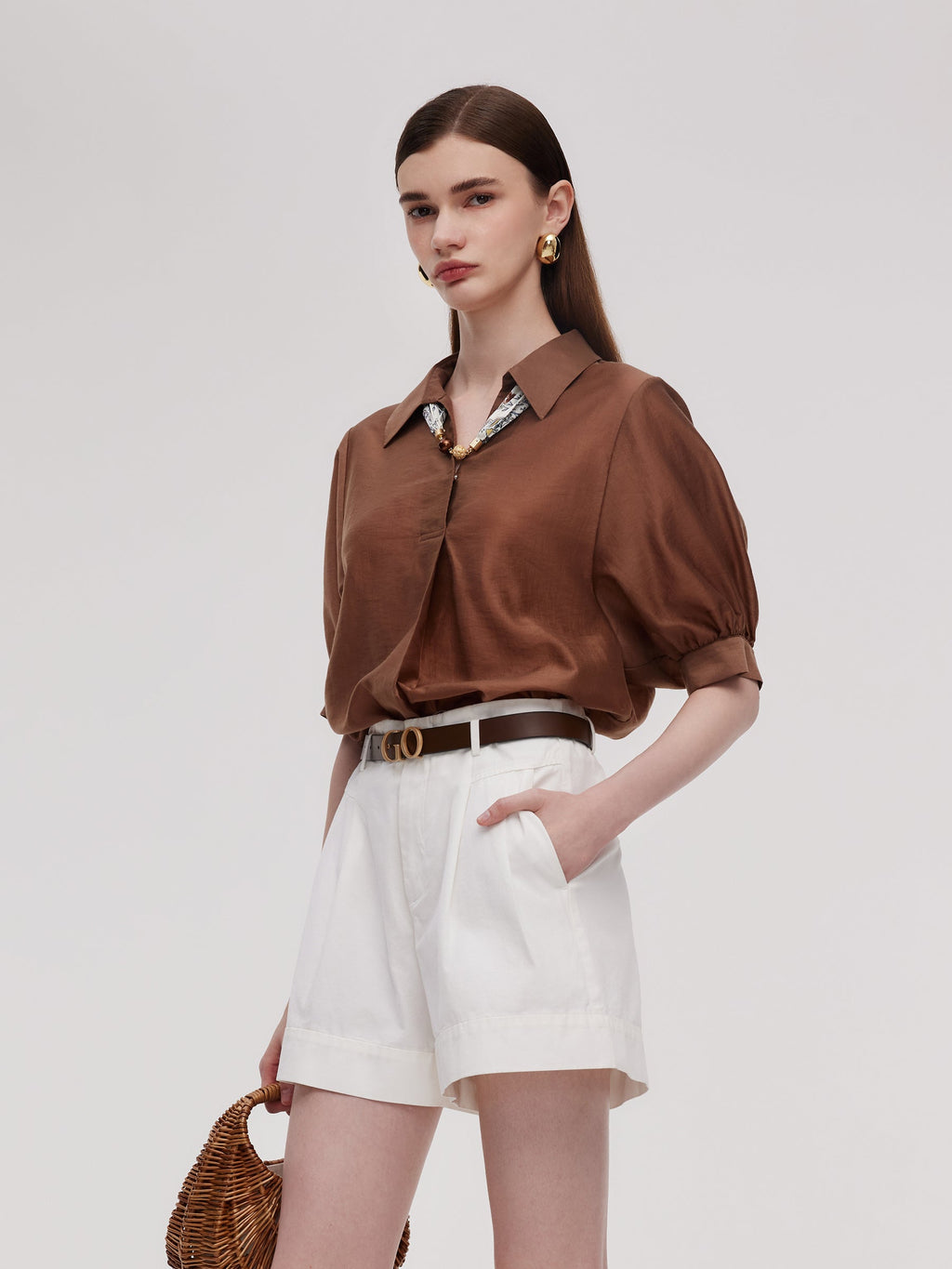 Tencel Loose Scarf Blouse