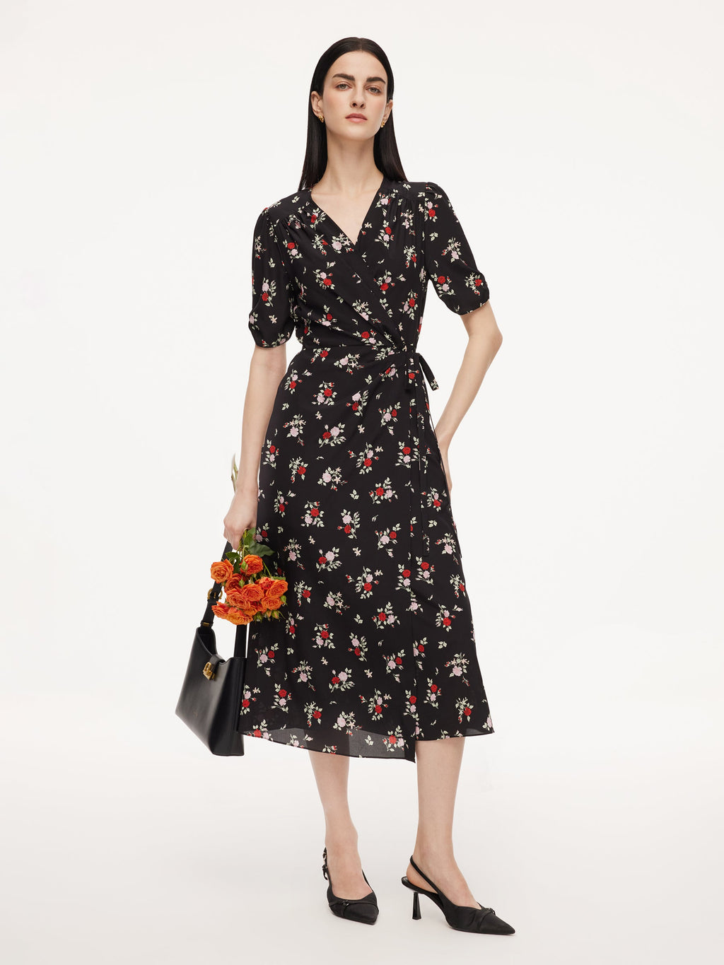 Mulberry Silk Floral Wrap Dress