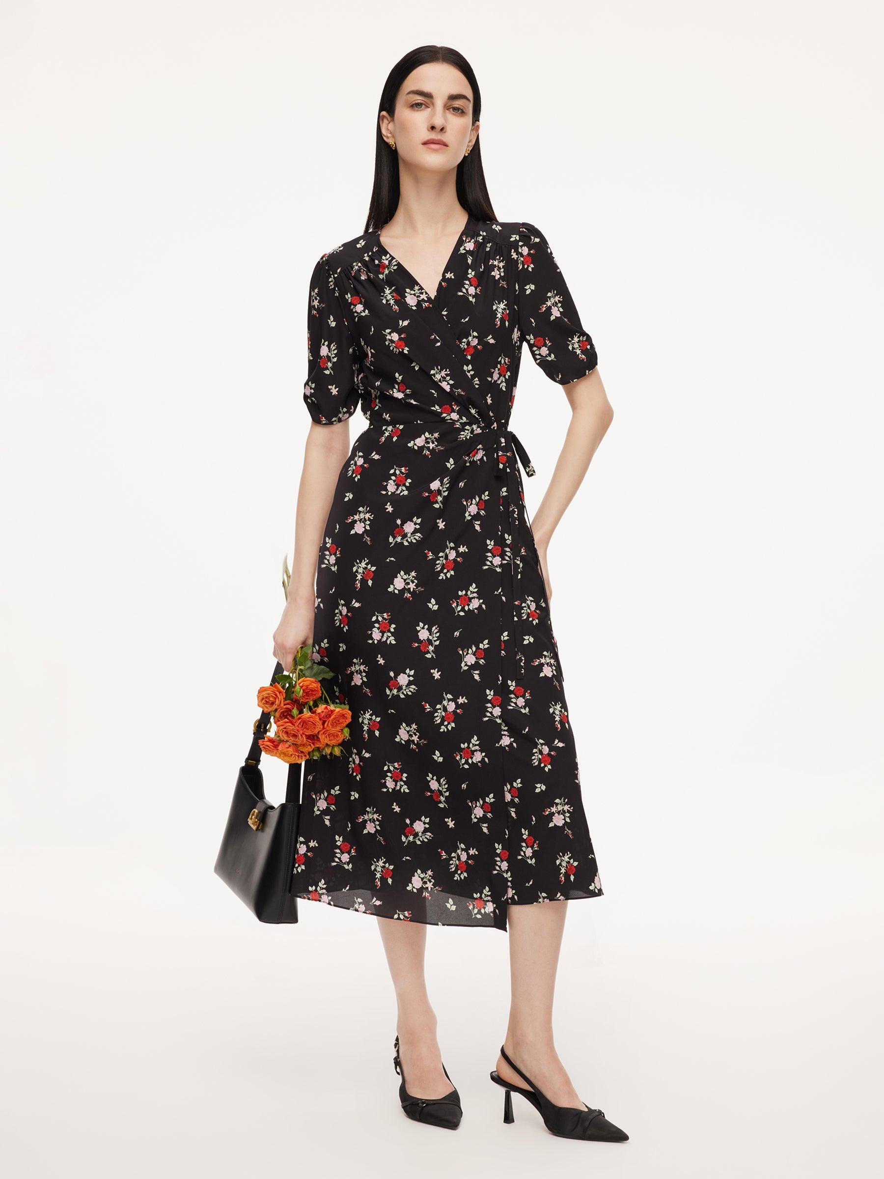 Mulberry Silk Floral Wrap Dress