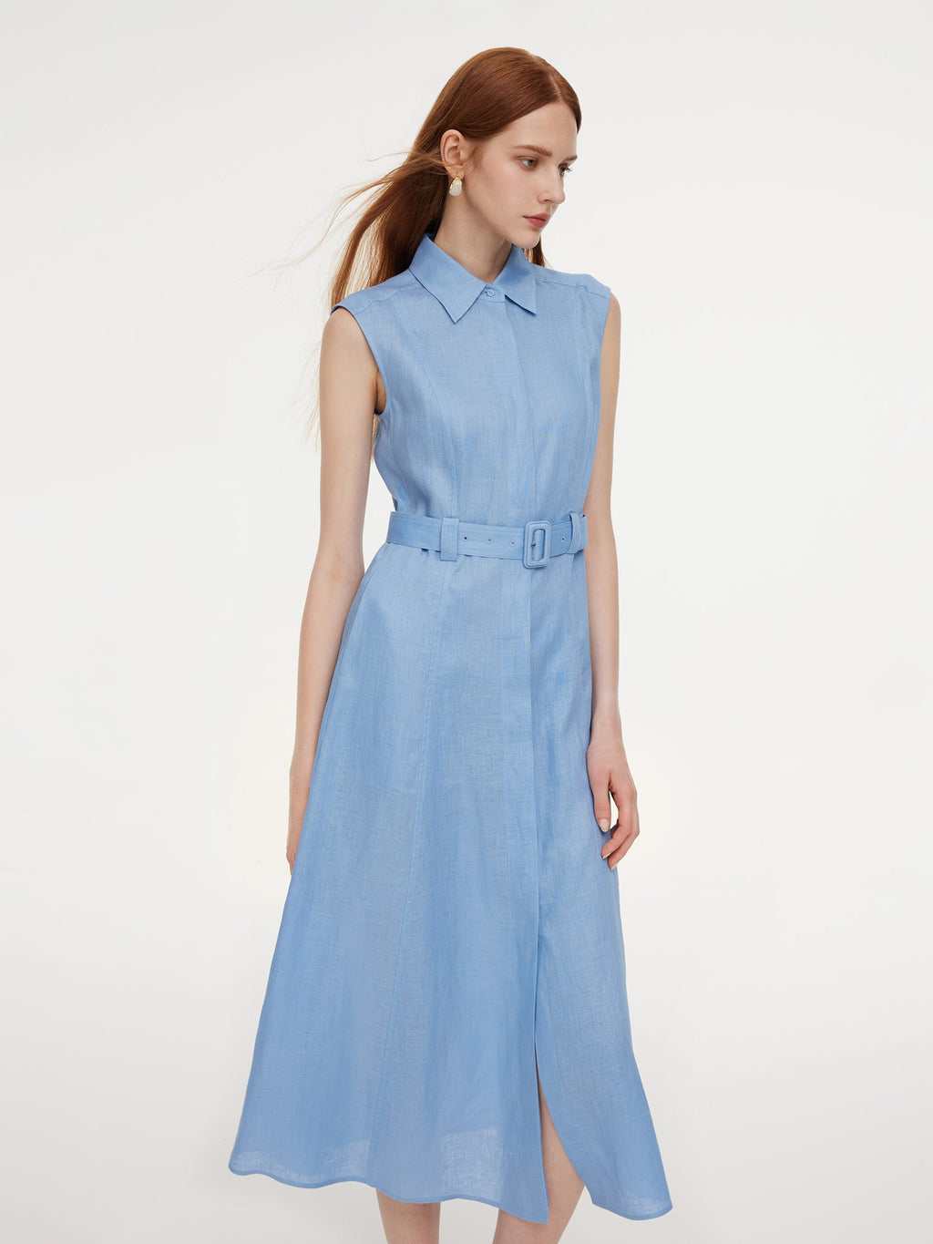 Linen Sleeveless Shirt Dress