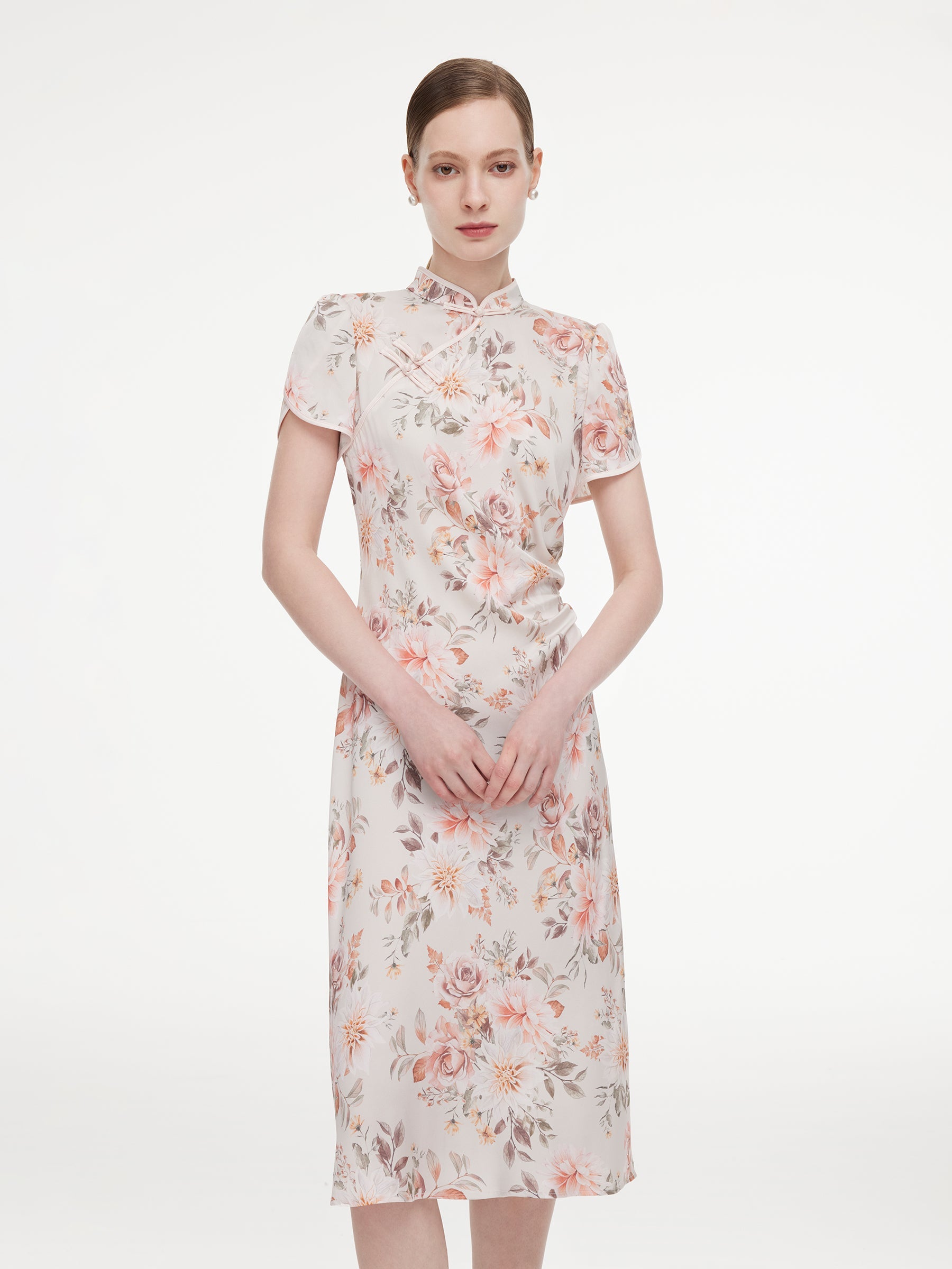 Side Ruched New-Oriental Dress