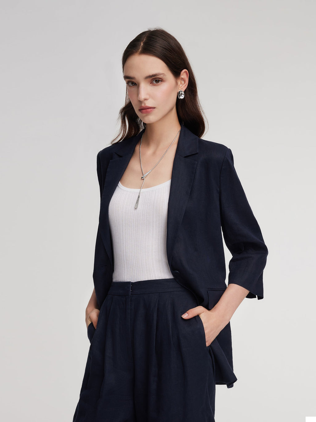 Linen 3/4 Sleeve Blazer
