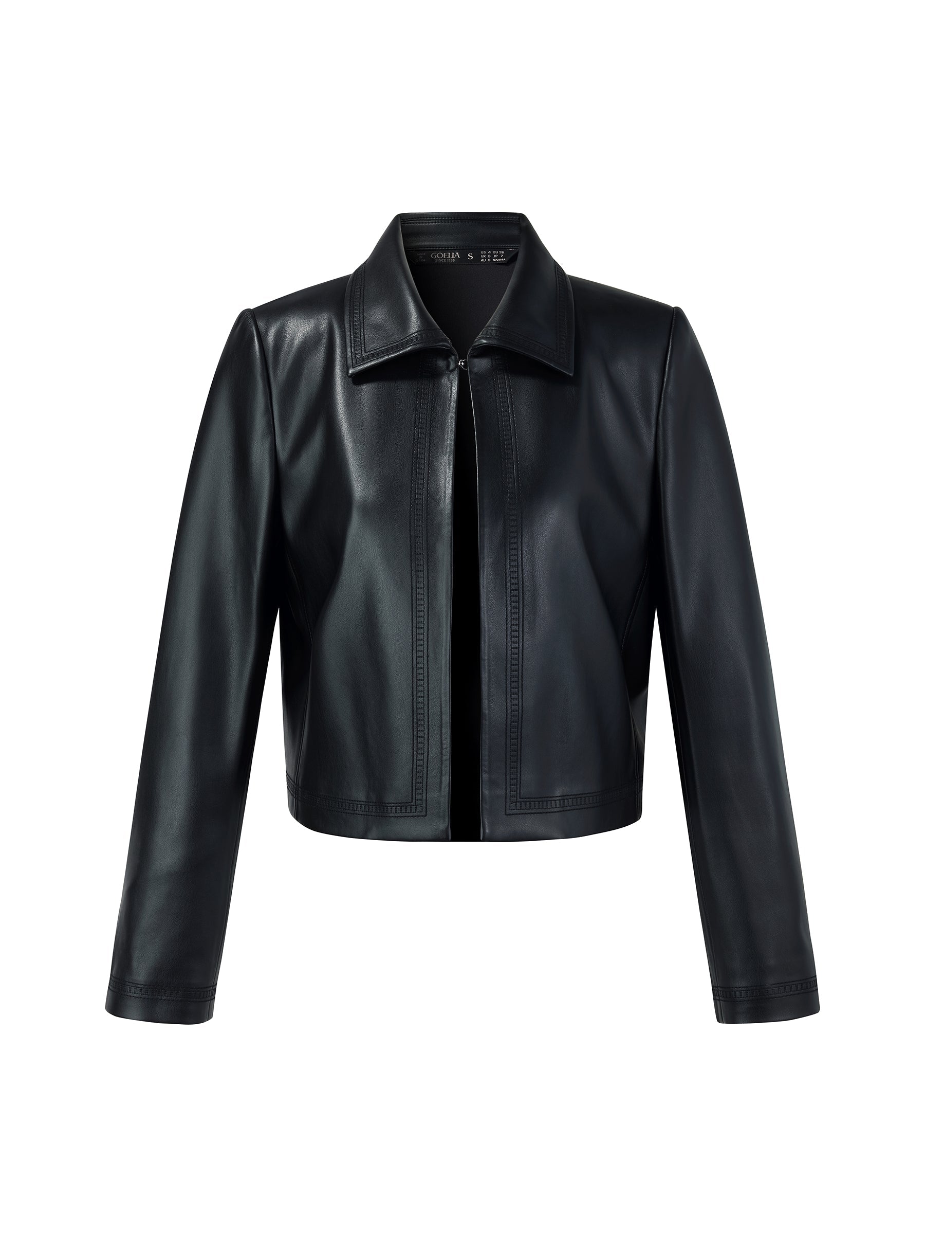 Eco-Friendly PU Leather Cropped Jacket