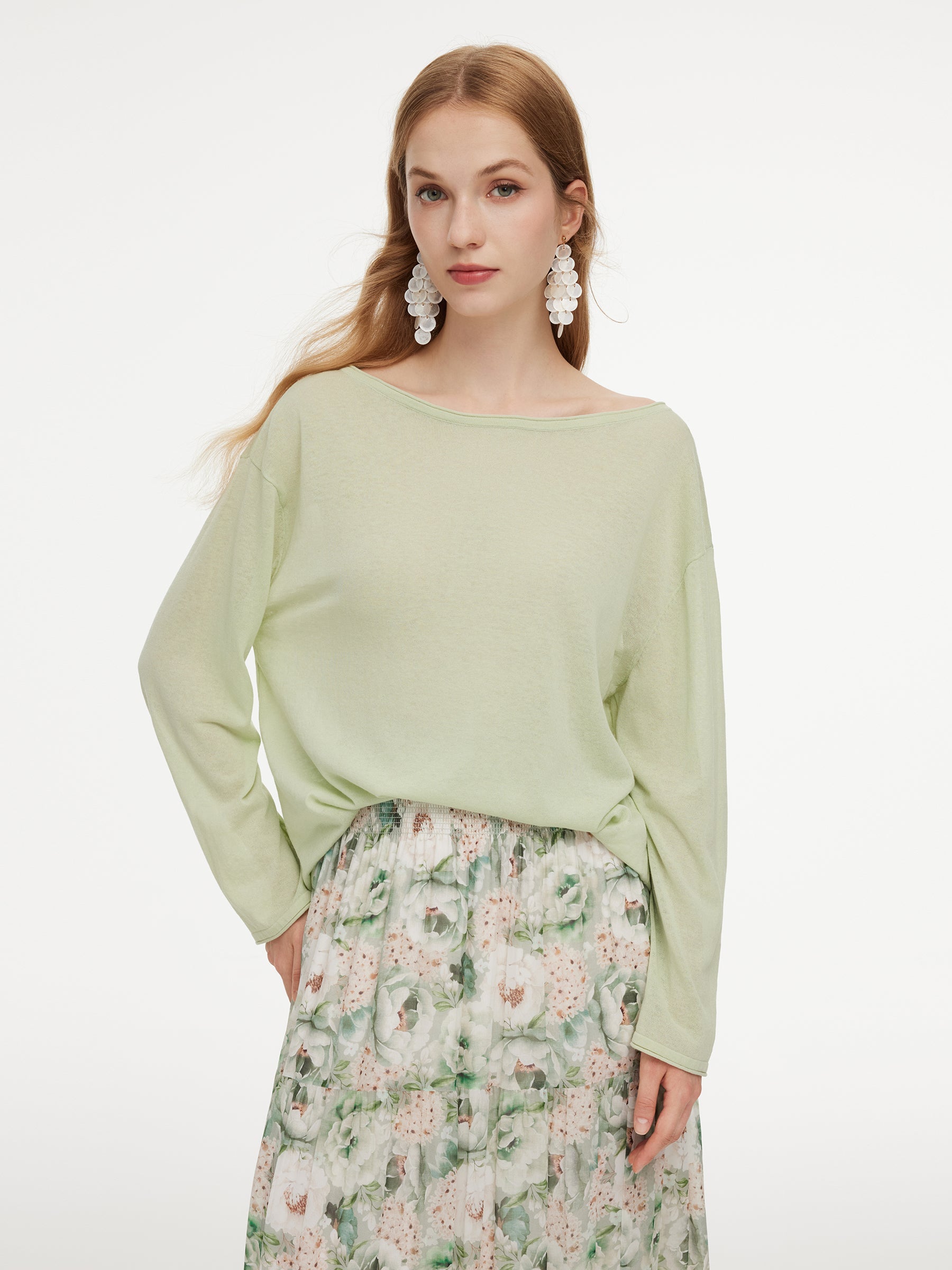Triacetate-Cotton-Linen Drape Top