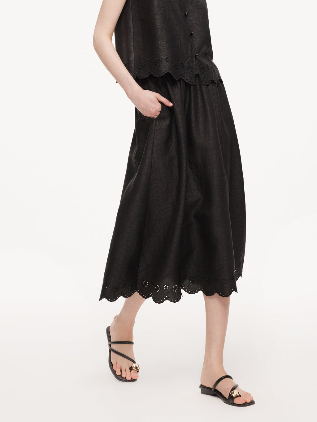 Silk Embroidered A-Line Skirt