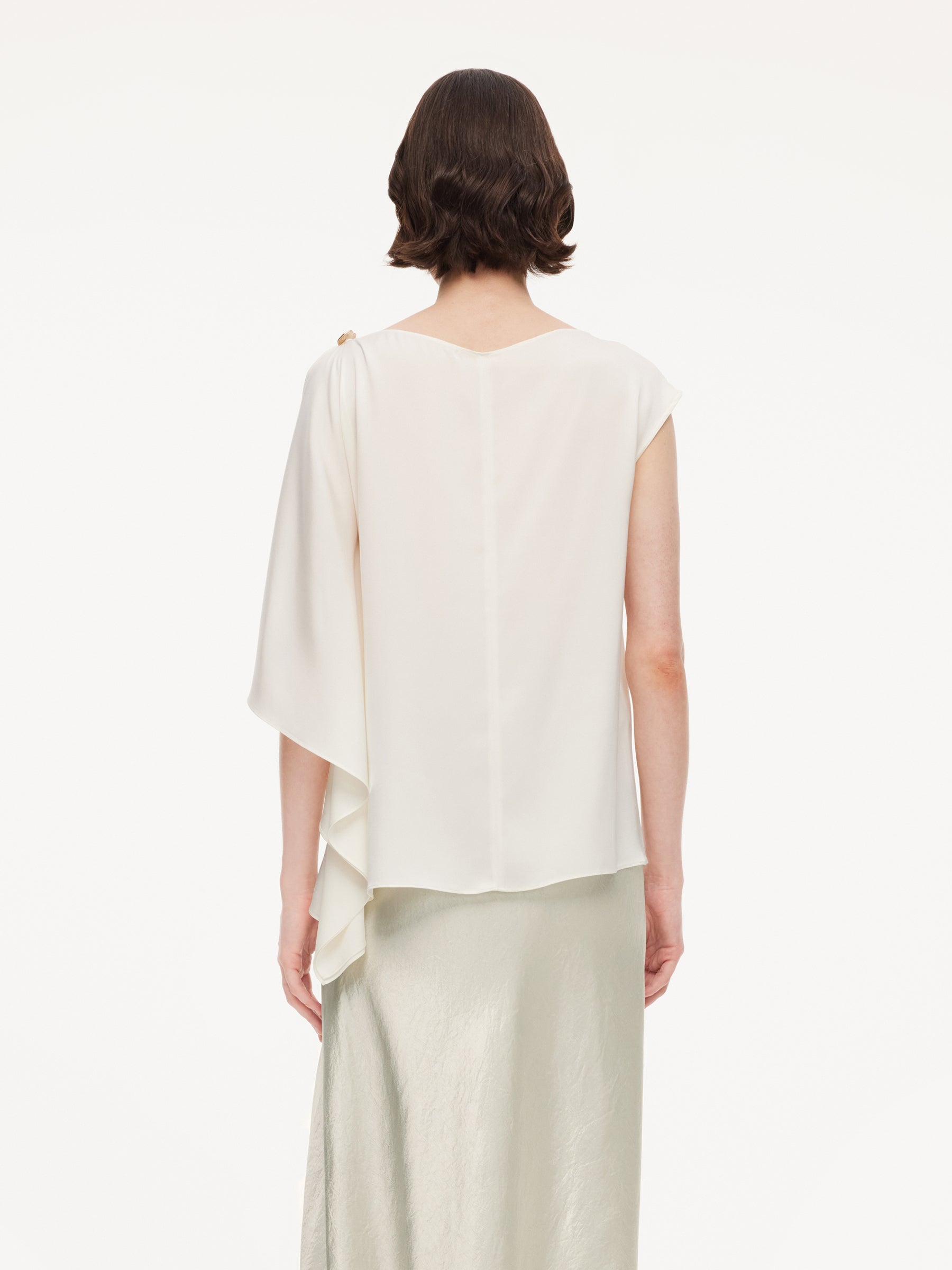 Mulberry Silk One-Shoulder Blouse