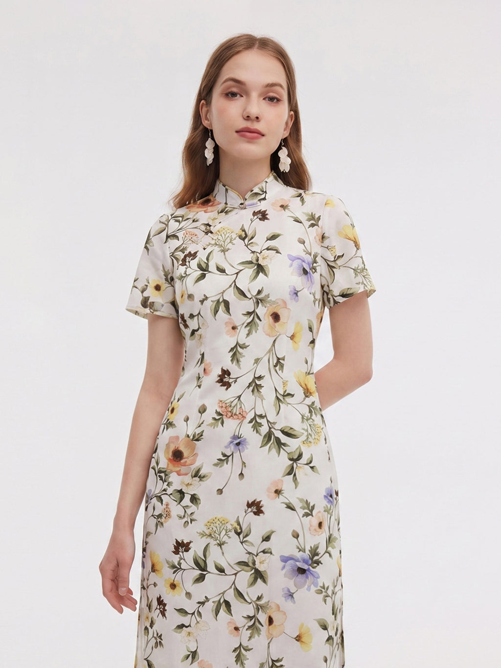 Floral Mandarin Maxi Dress