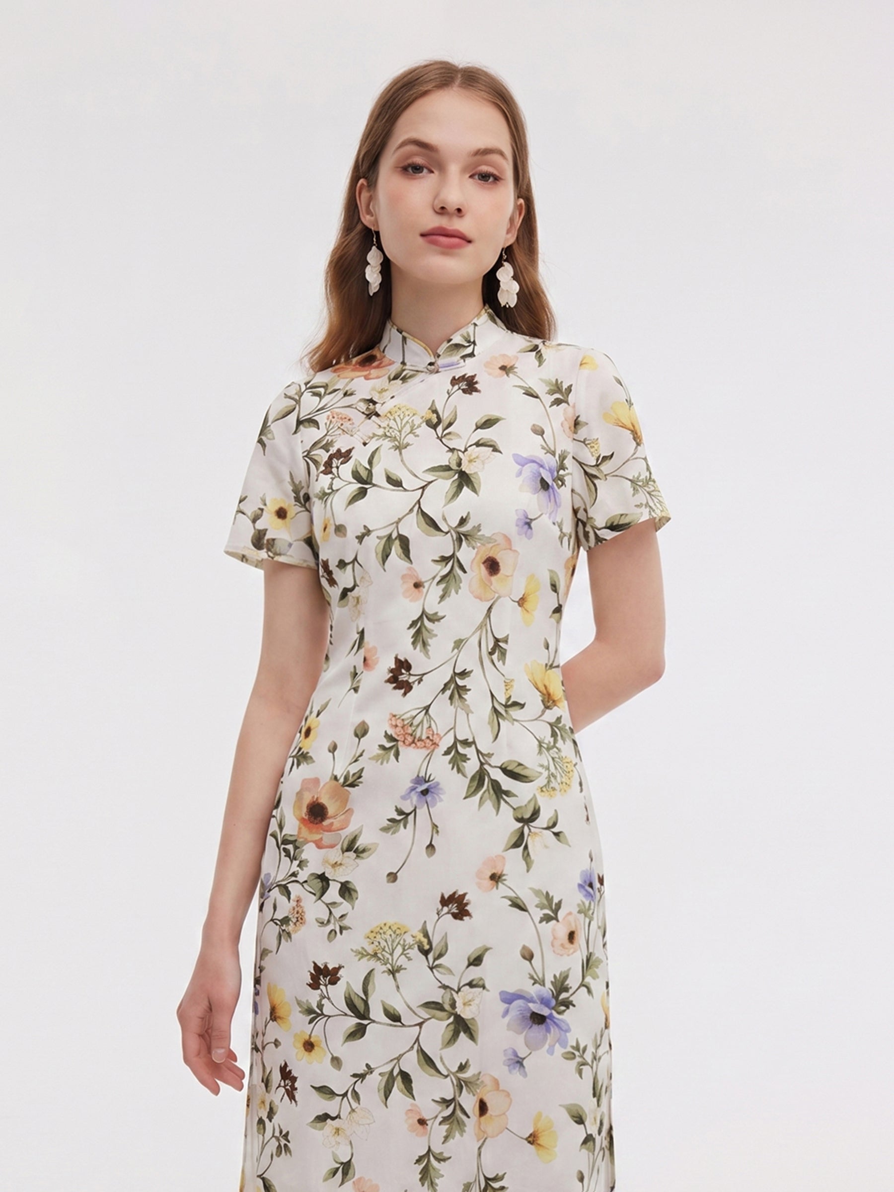 Floral Mandarin Maxi Dress