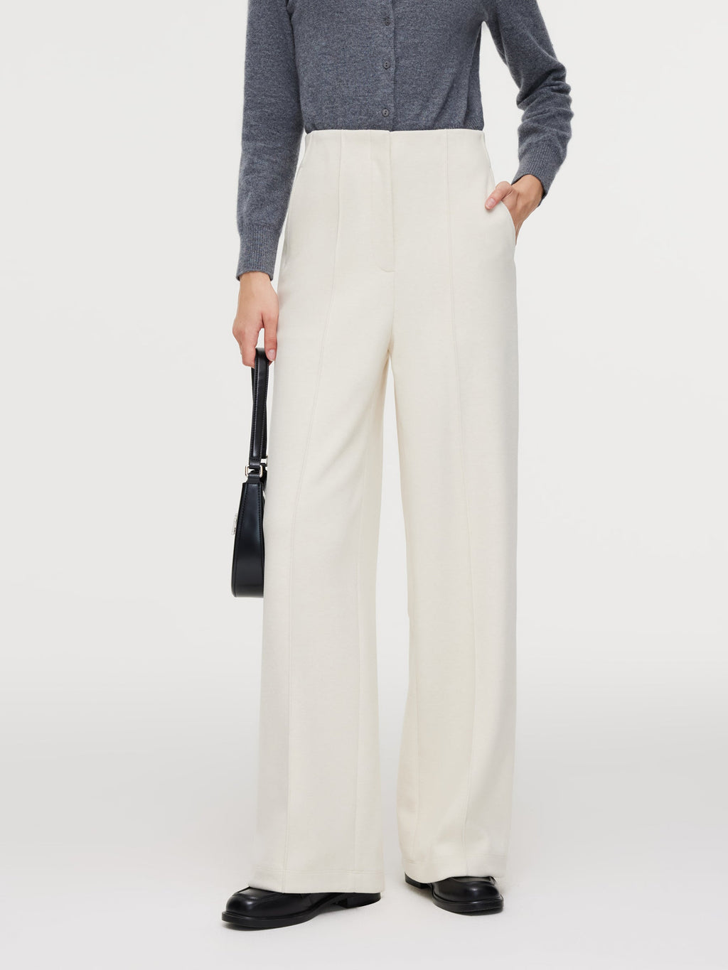 High-Waisted Wide-Knit Pants