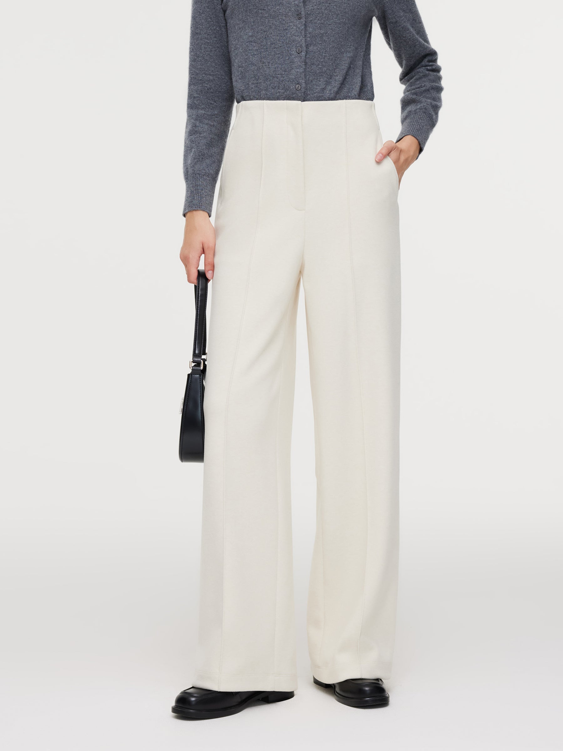 High-Waisted Wide-Knit Pants