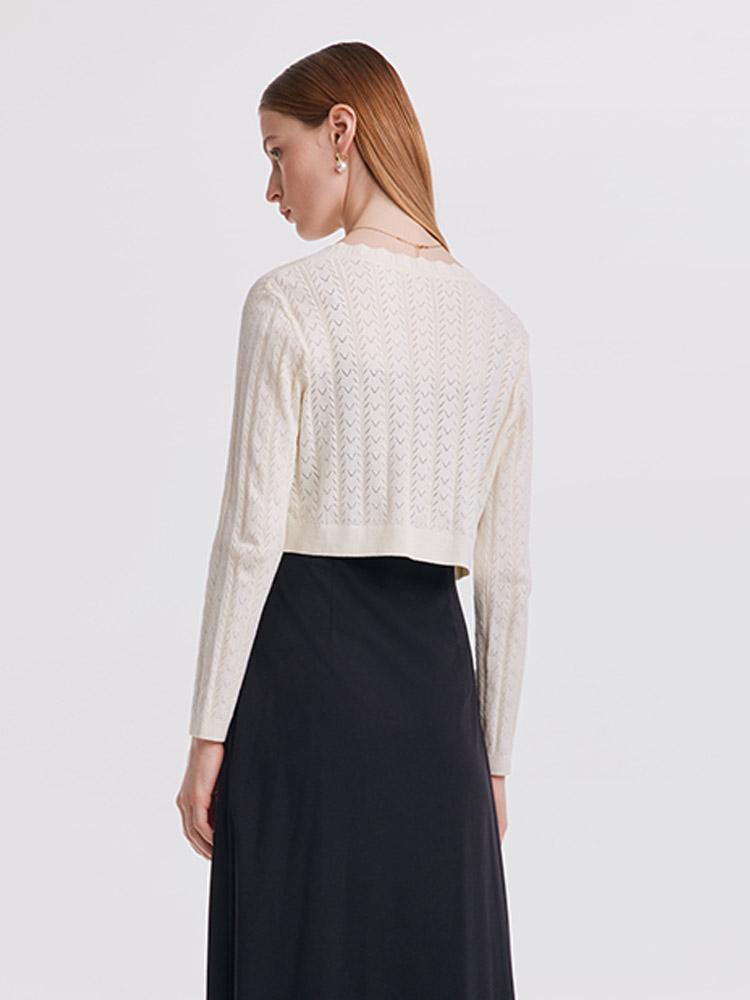 Hollow Jacquard Cardigan Set