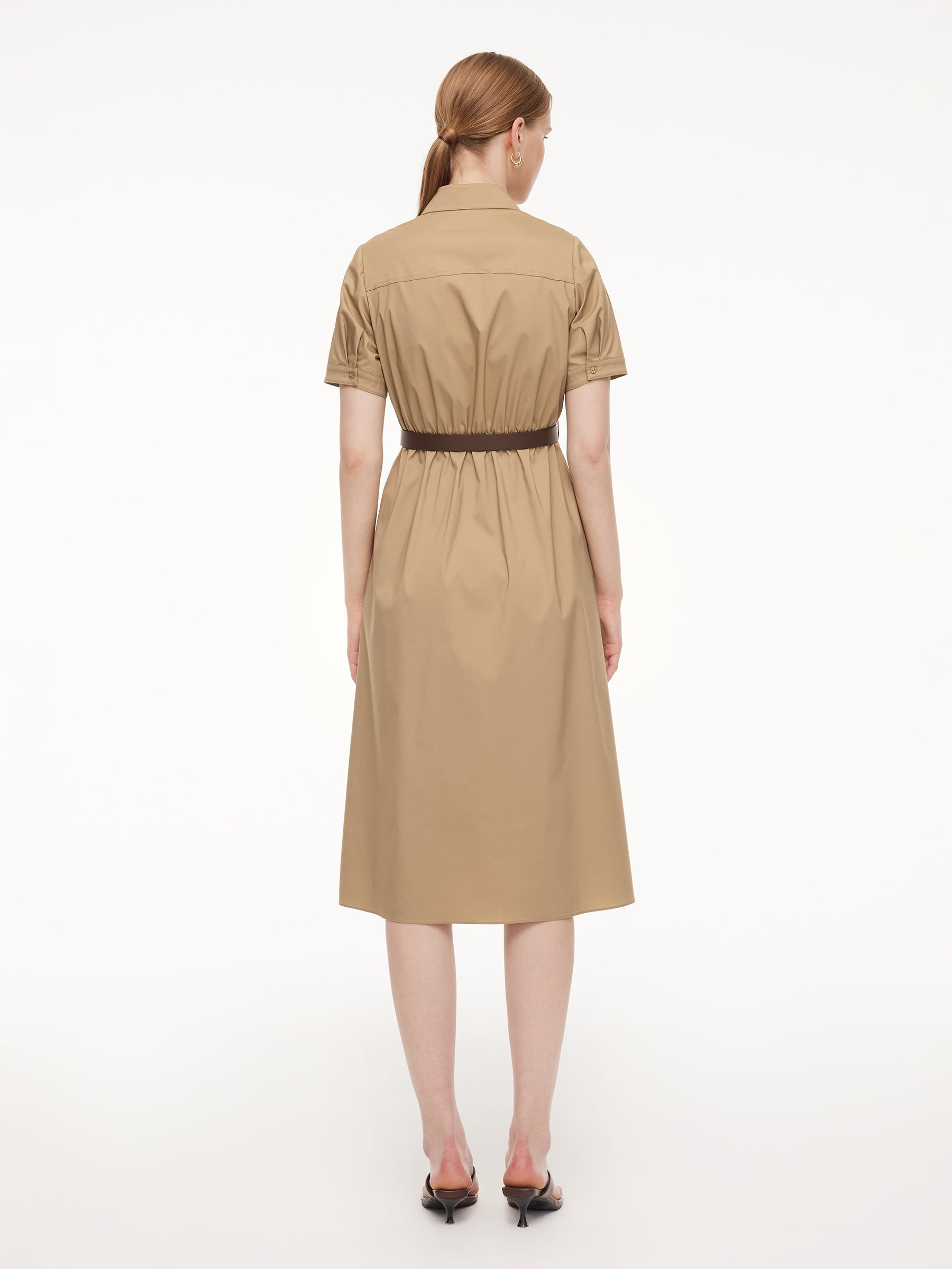 Side-Pocket Cinched Midi Dress