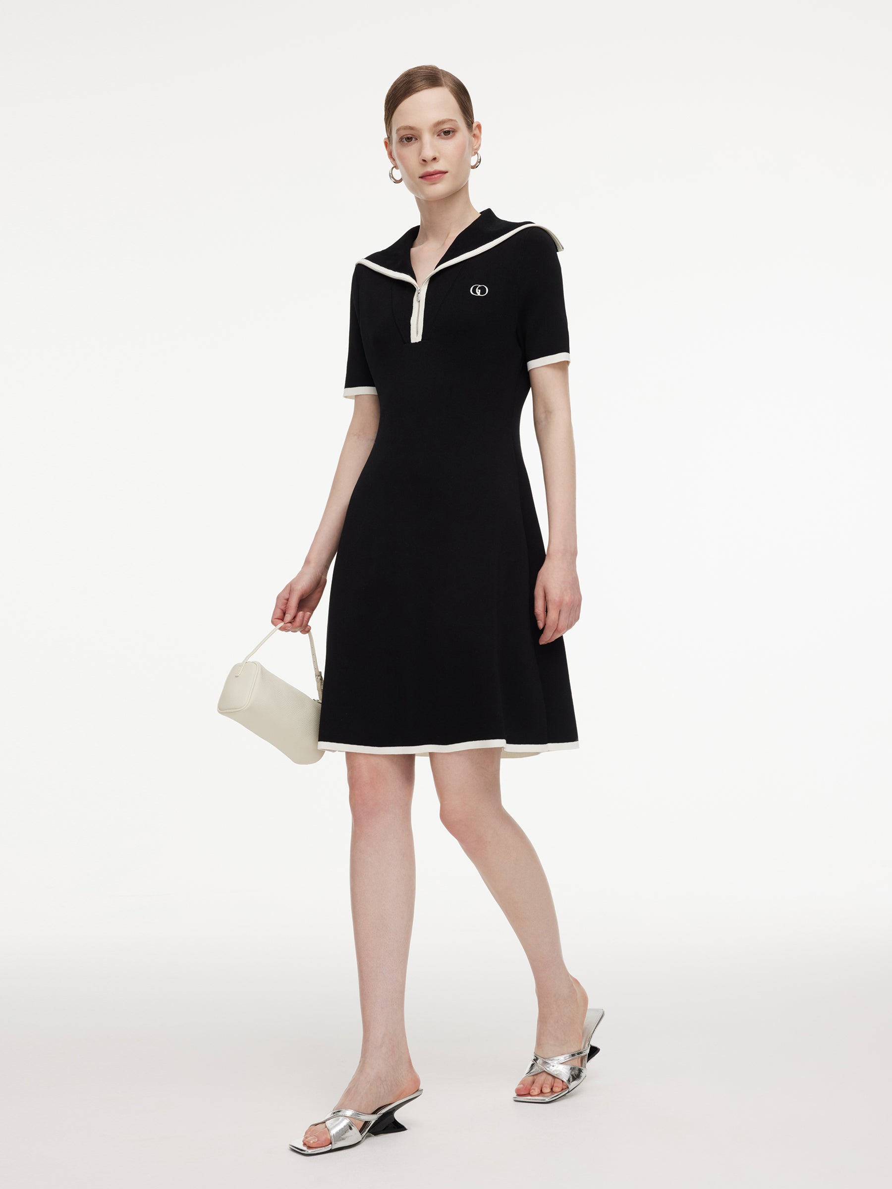 Lyocell Half-Zip Mini Dress