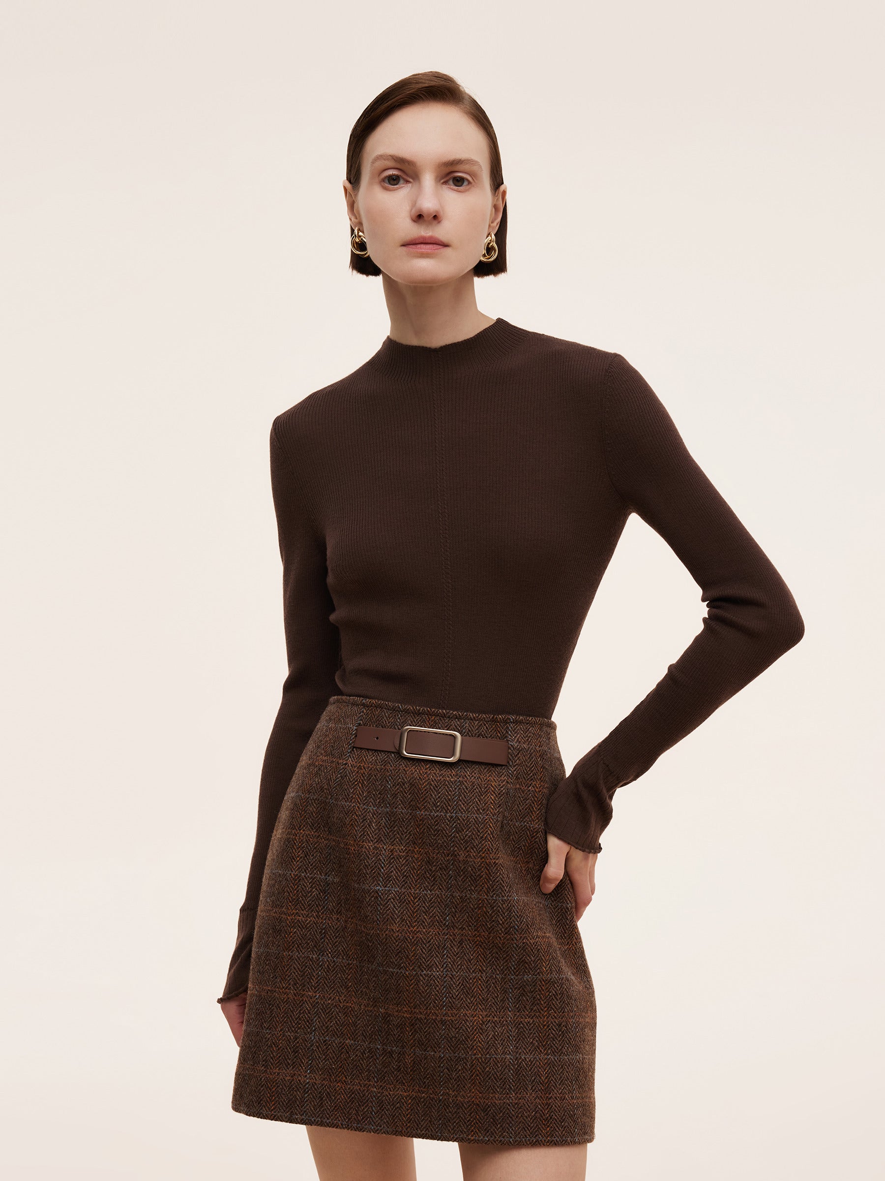 Mock Neck Slim Fit Wool Top
