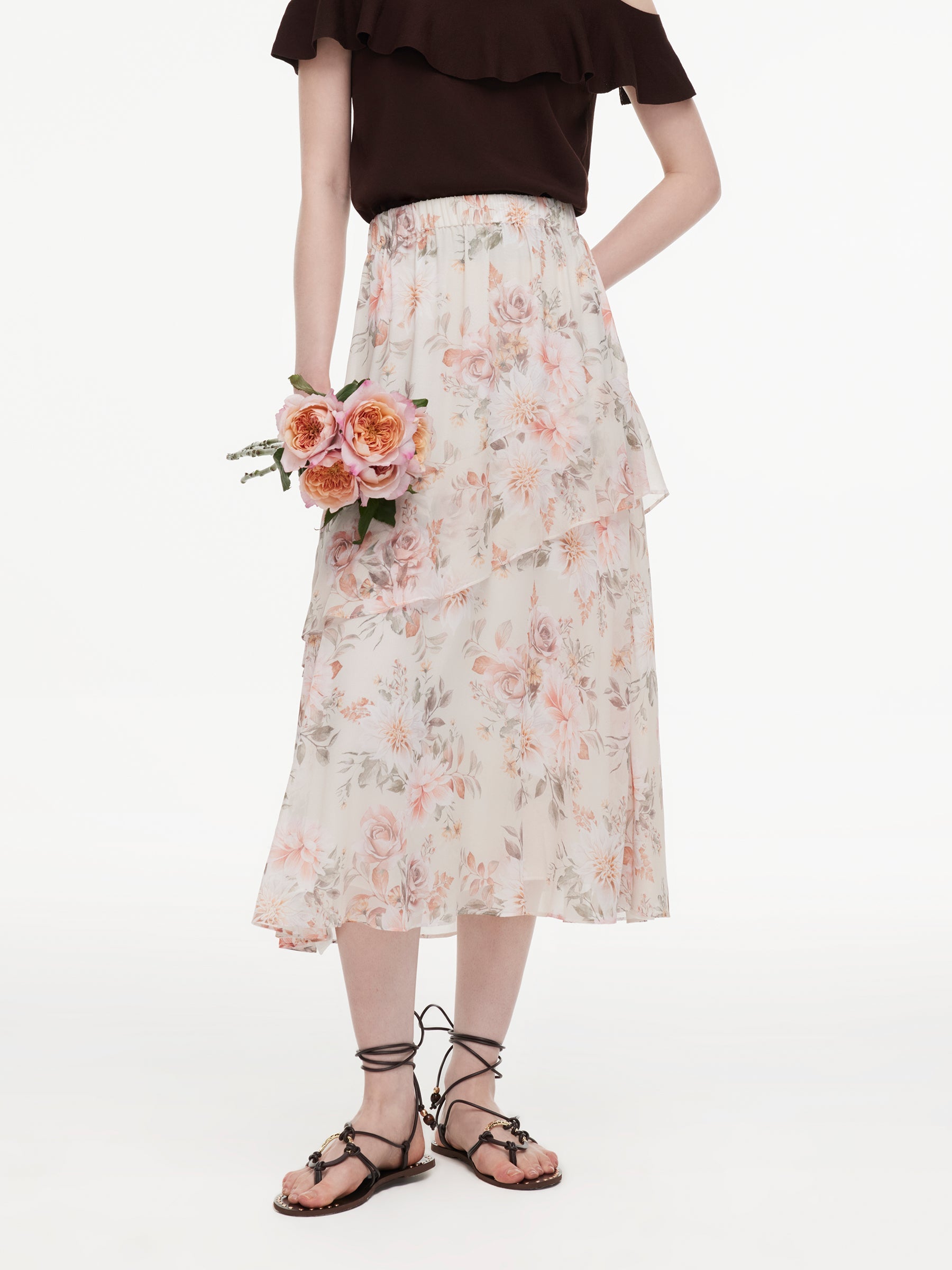 Vintage Watercolor Rose Skirt