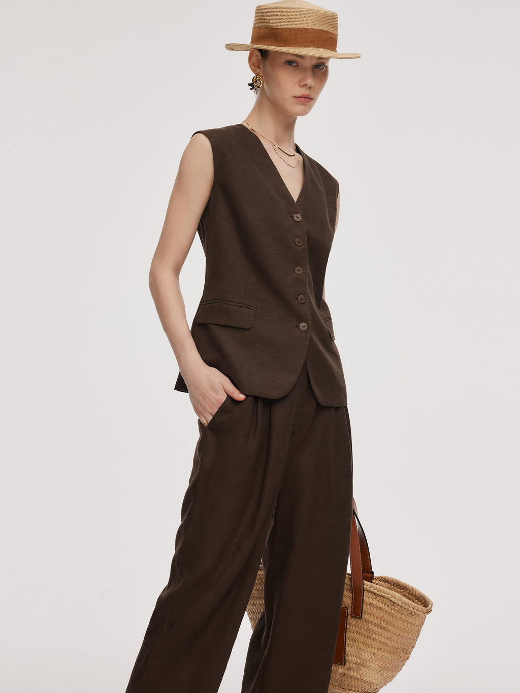Linen Slim Fit Vest