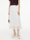 Pleated Mesh A-Line Skirt