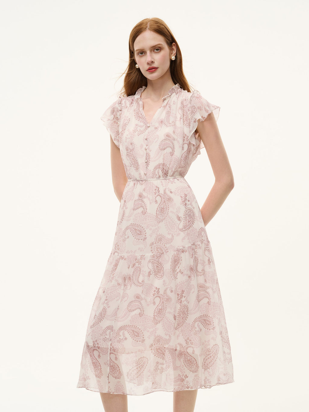 Back-Tie Ruffle Sleeve Dress