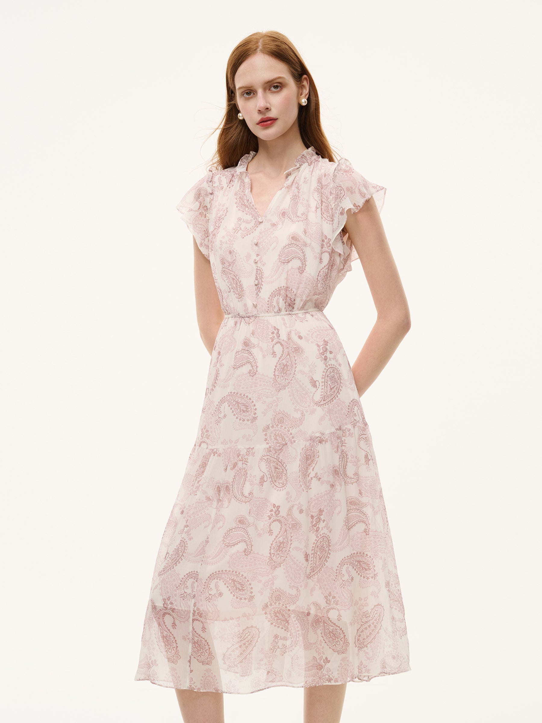 Back-Tie Ruffle Sleeve Dress