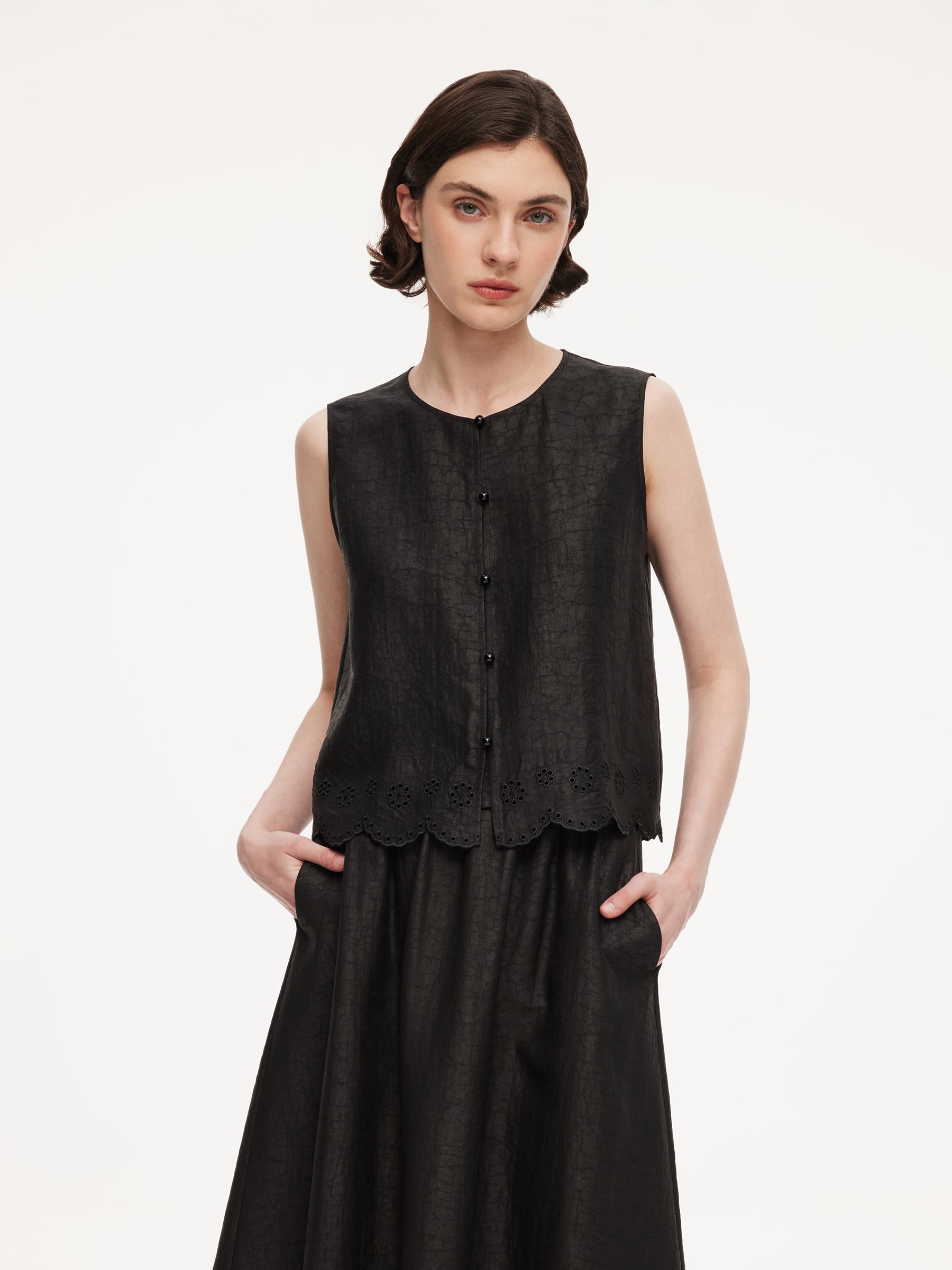 Onyx Button Sleeveless Vest