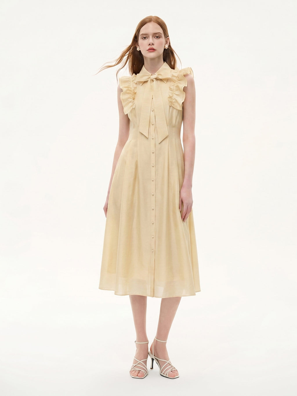 Lyocell Flutter Ribbon Maxi Dress