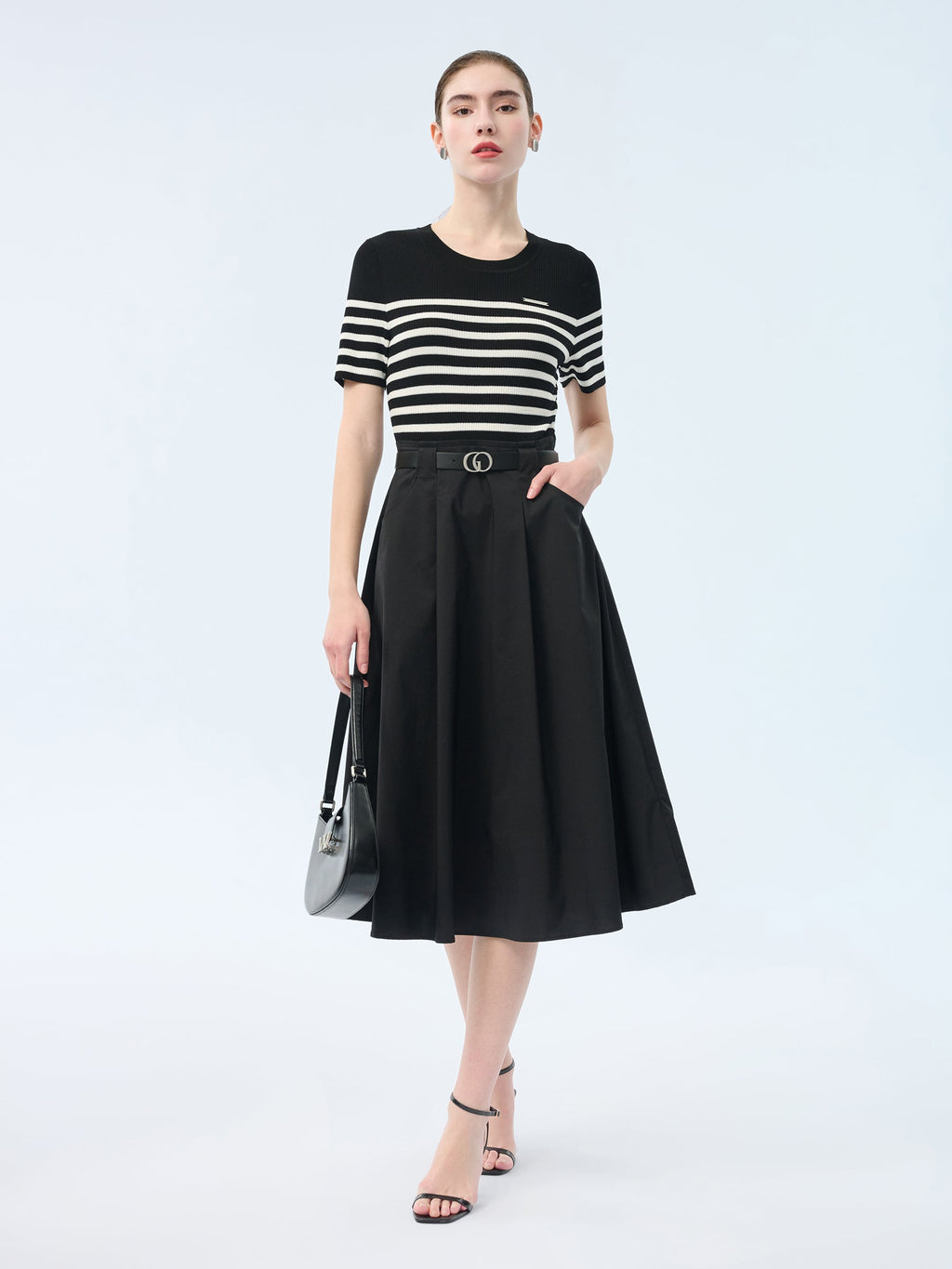 Lyocell Patchwork Belted Midi