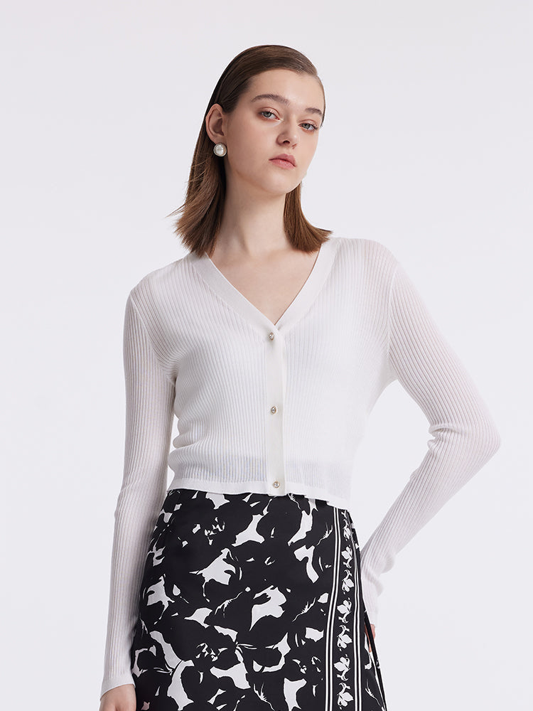 Tencel-Silk V-Neck Cardigan