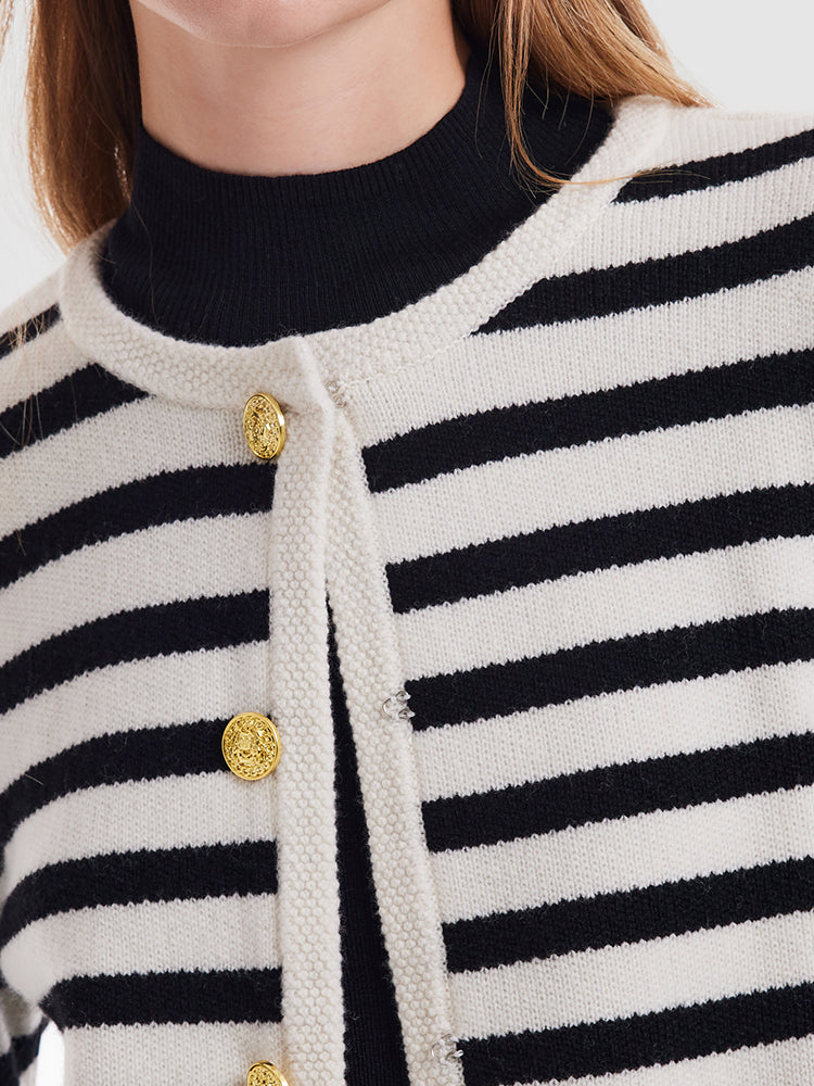 Wool Striped French Cardigan