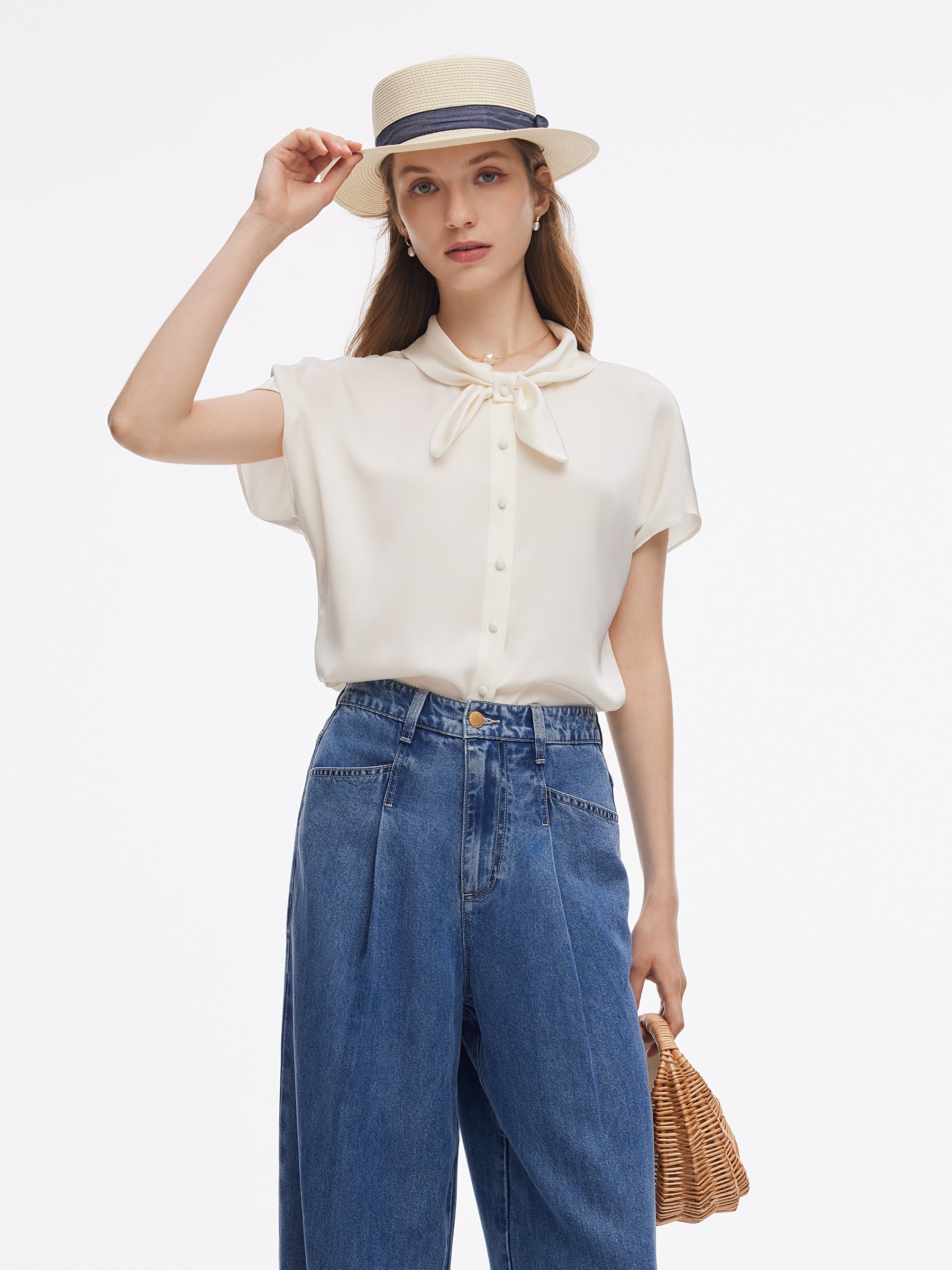 French Bow Tie Neck Shirt