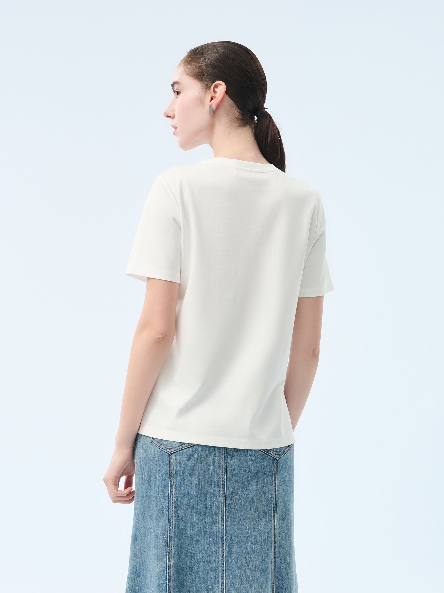 Pearl-Luster Cotton Crew