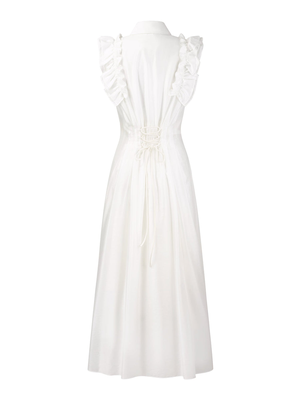 Lyocell Cinched Ruffle Dress