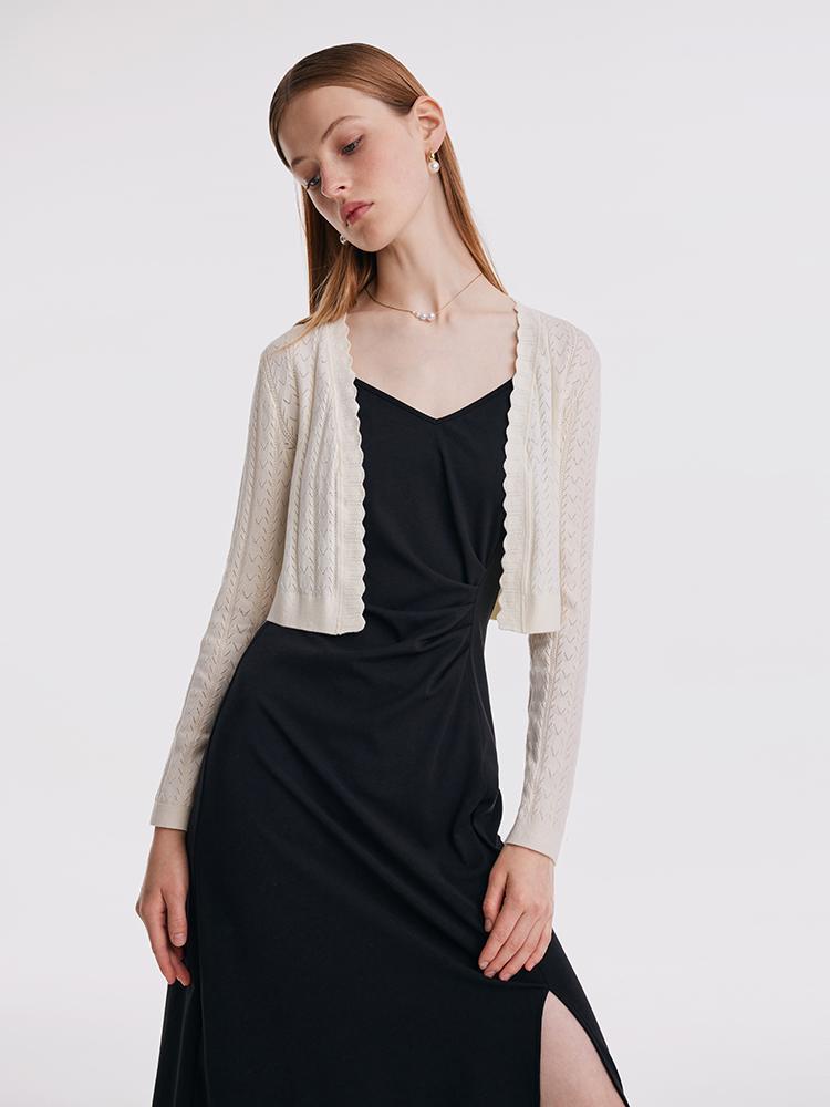 Hollow Jacquard Cardigan Set