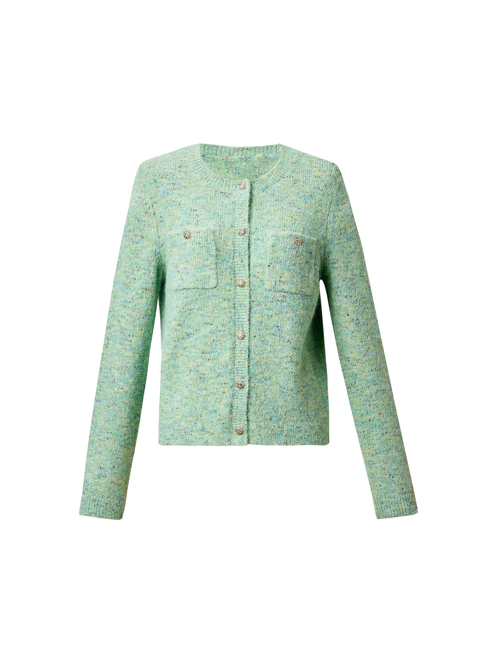 Melange Green Crewneck Cardigan