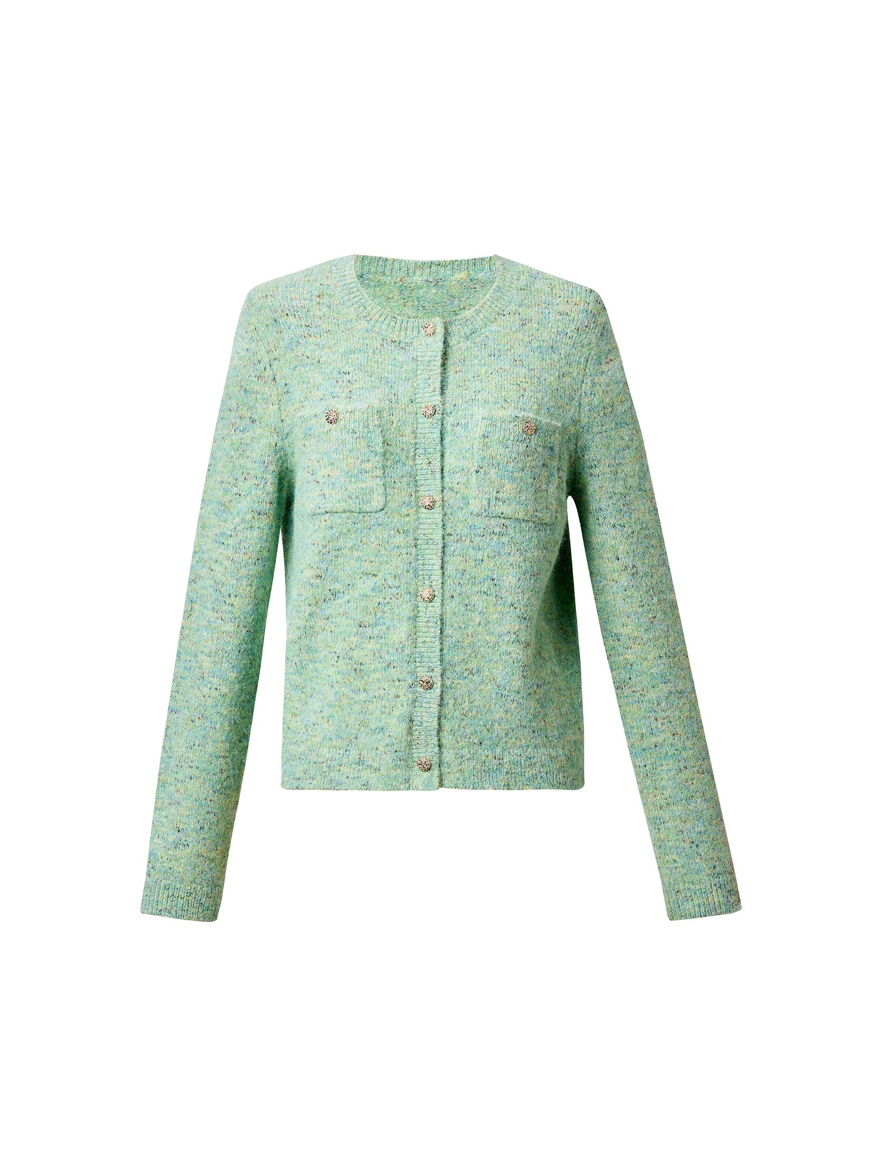 Melange Green Crewneck Cardigan