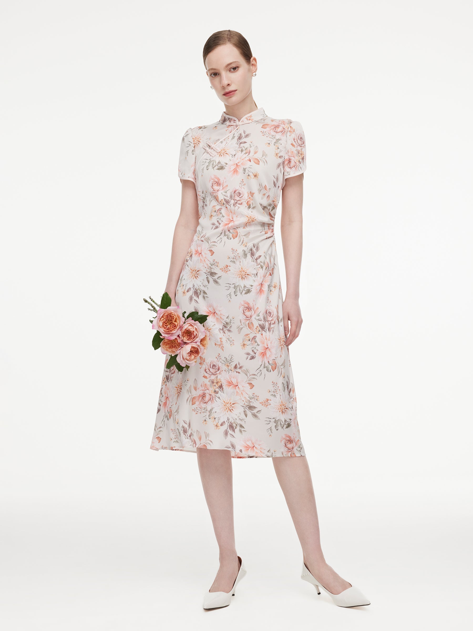Side Ruched New-Oriental Dress