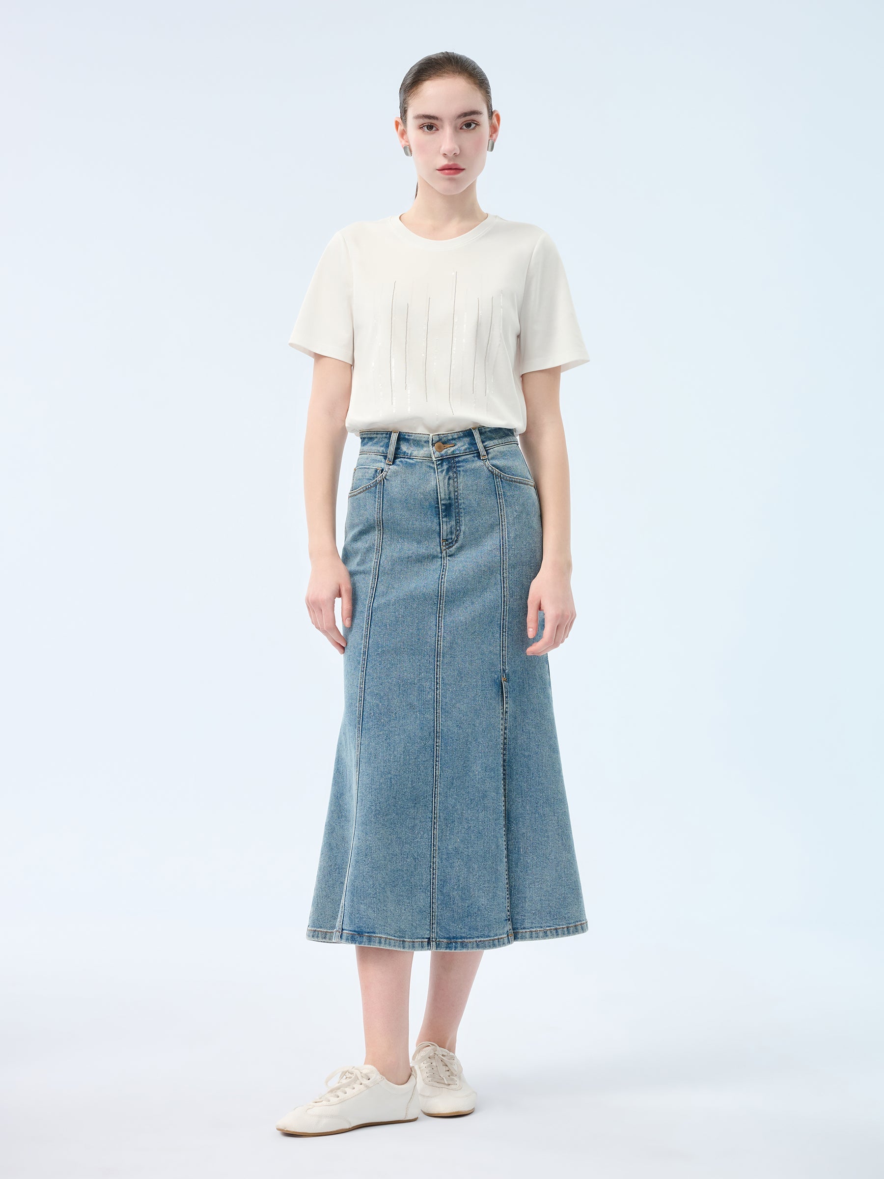 Pearl-Luster Cotton Crew