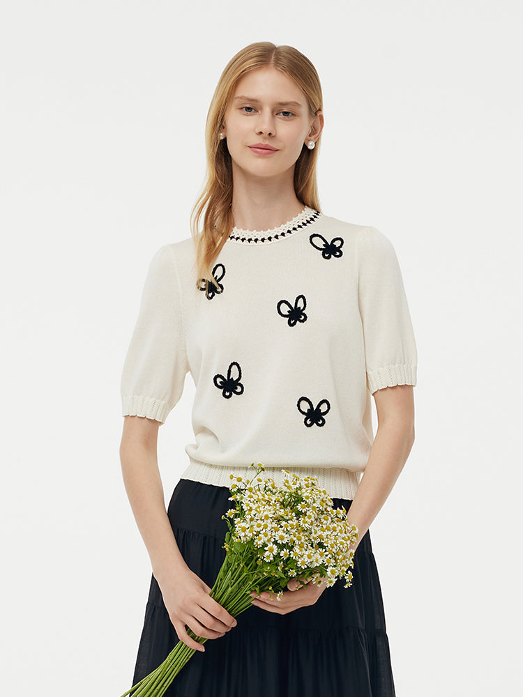 Tencel Butterfly Embroidery Top