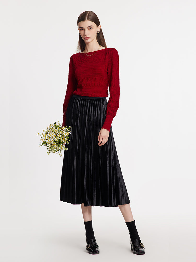 Tencel Wool Wave Collar Sweater