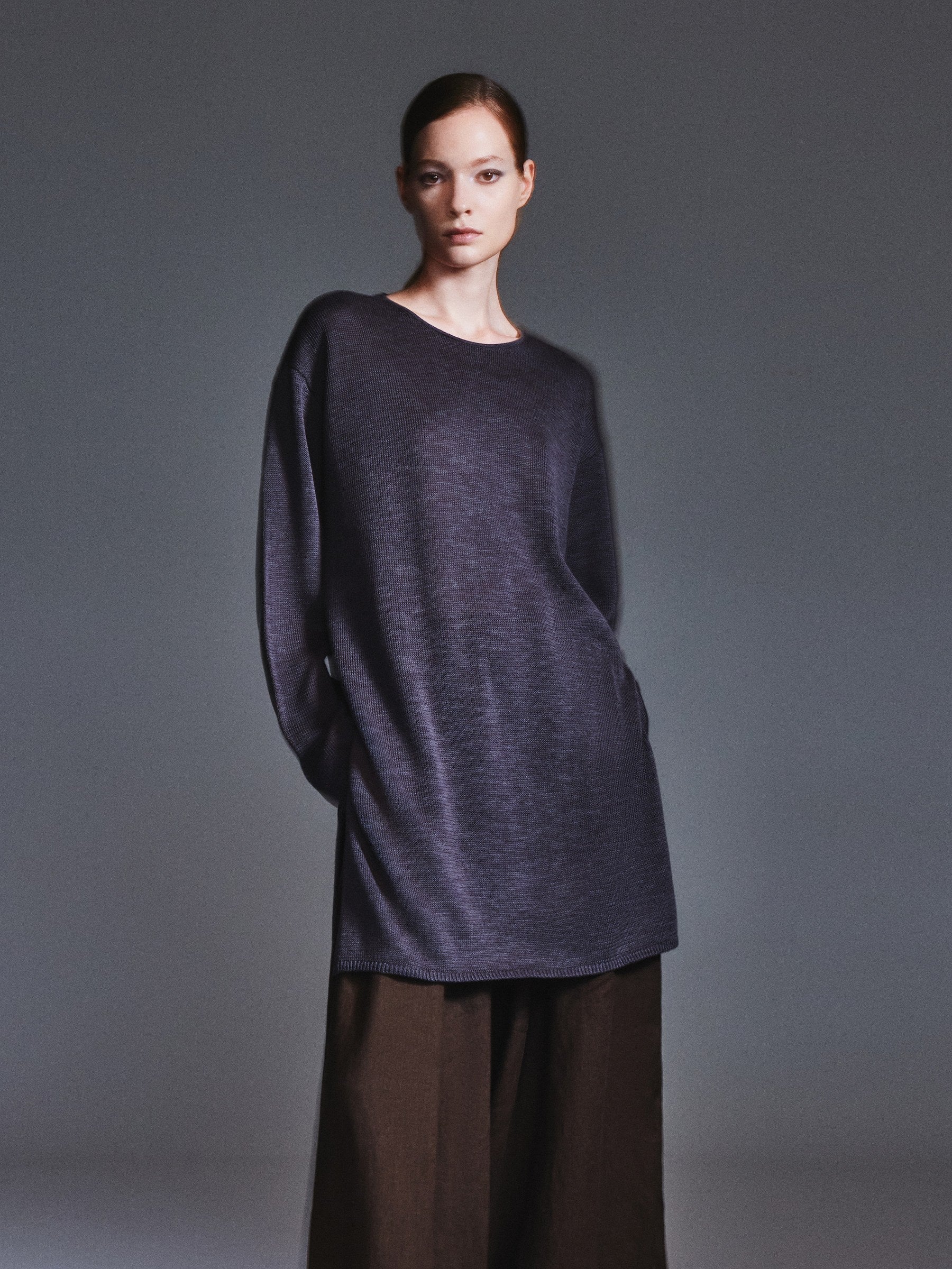 Cotton Linen Longline Sweater