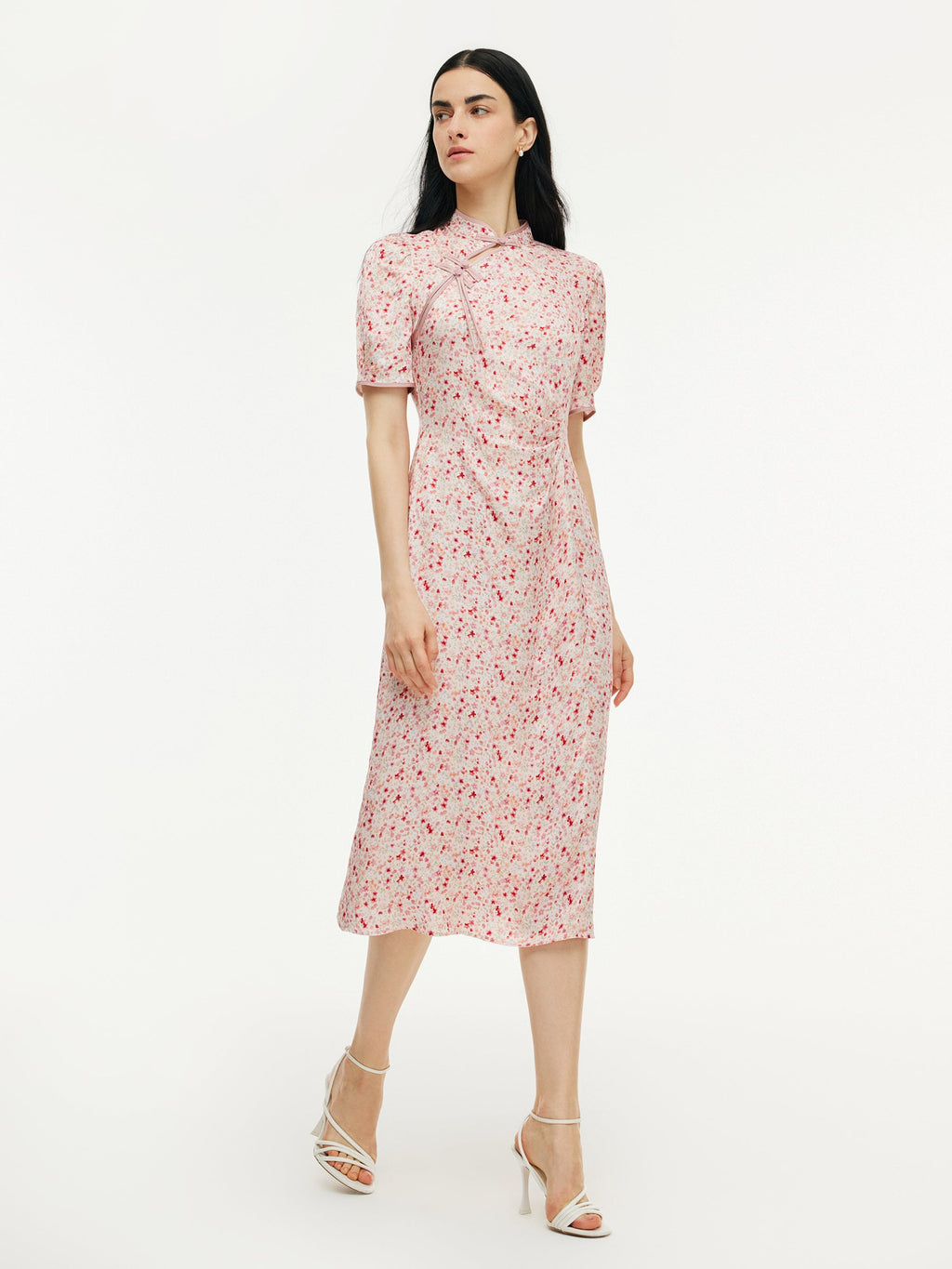 Cherry Blossom Qipao Midi Dress