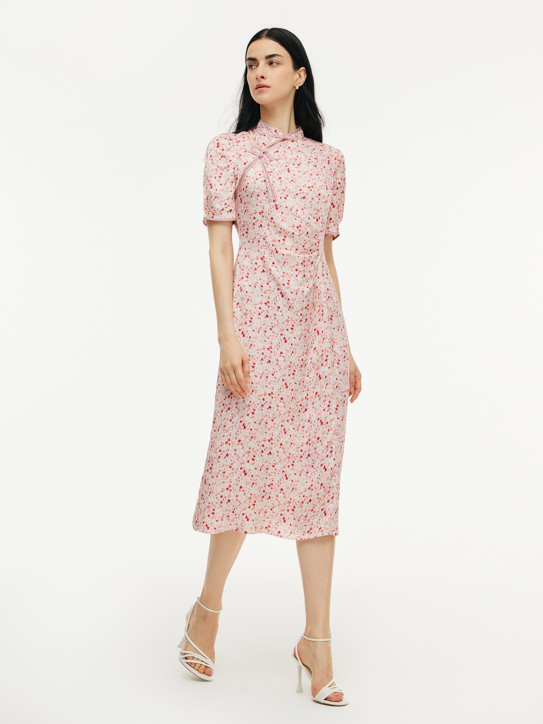 Cherry Blossom Qipao Midi Dress