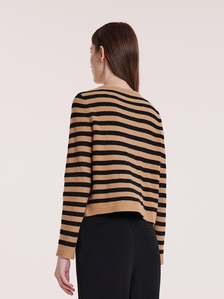Wool Striped French Cardigan