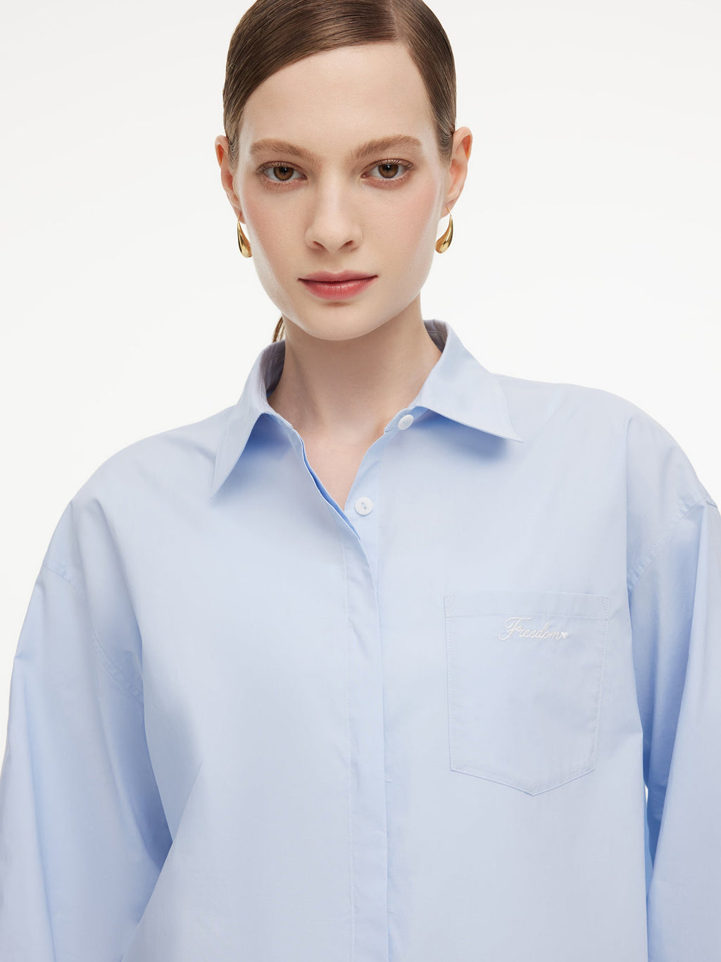 Oversized Letter Embroidered Shirt