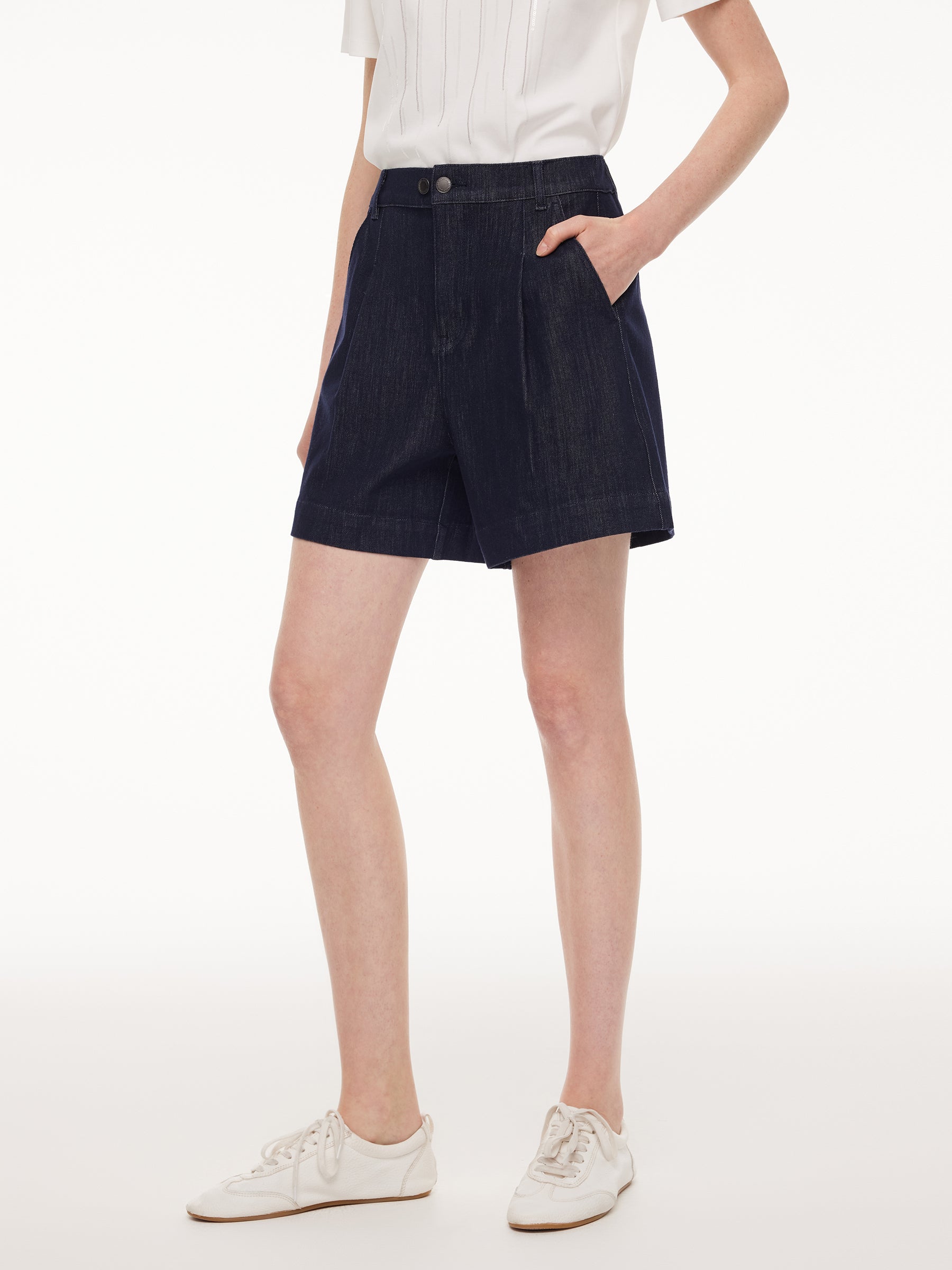 Stretch A-Line Denim Shorts