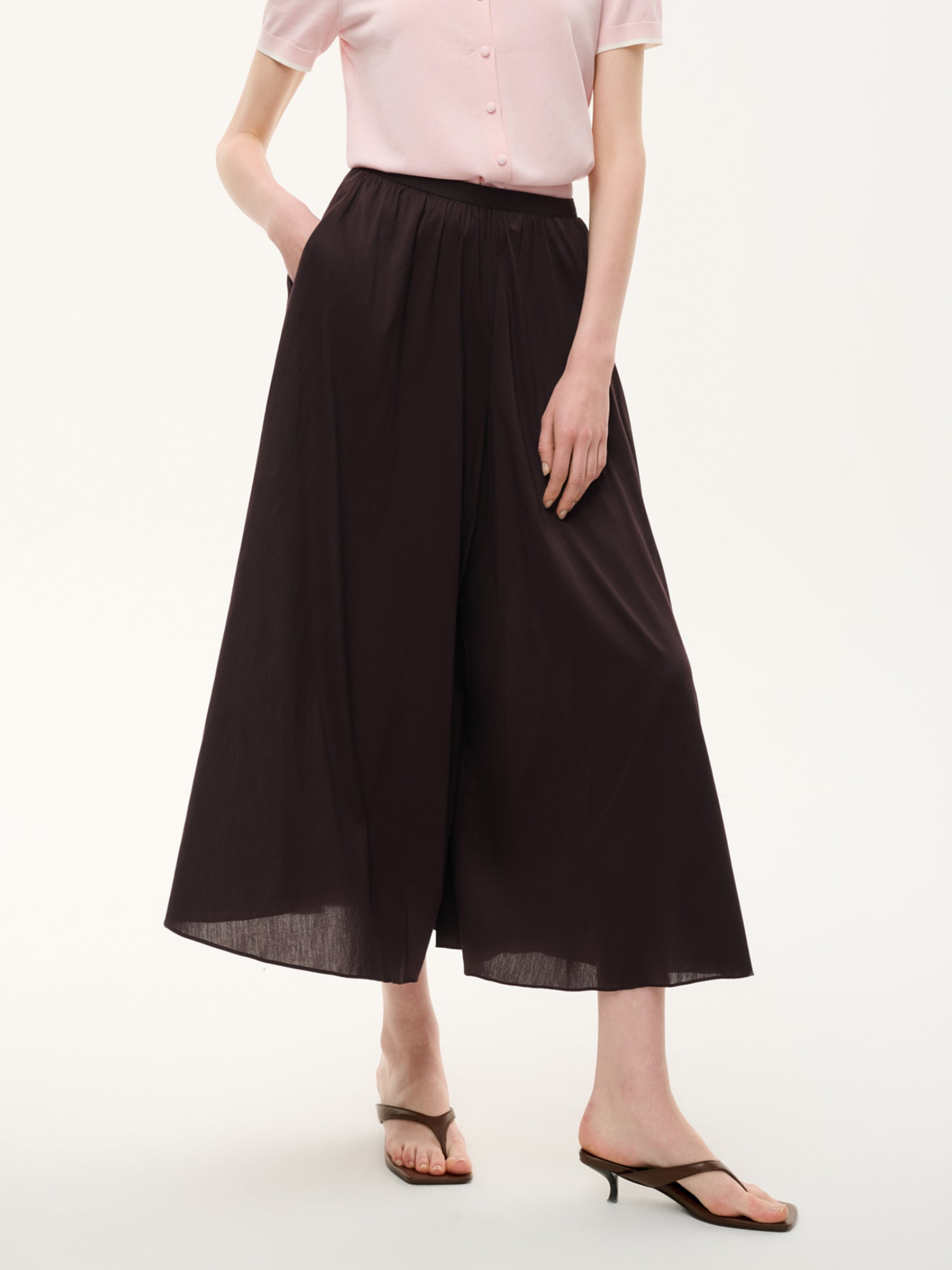 Cotton-Blend A-Line Culottes