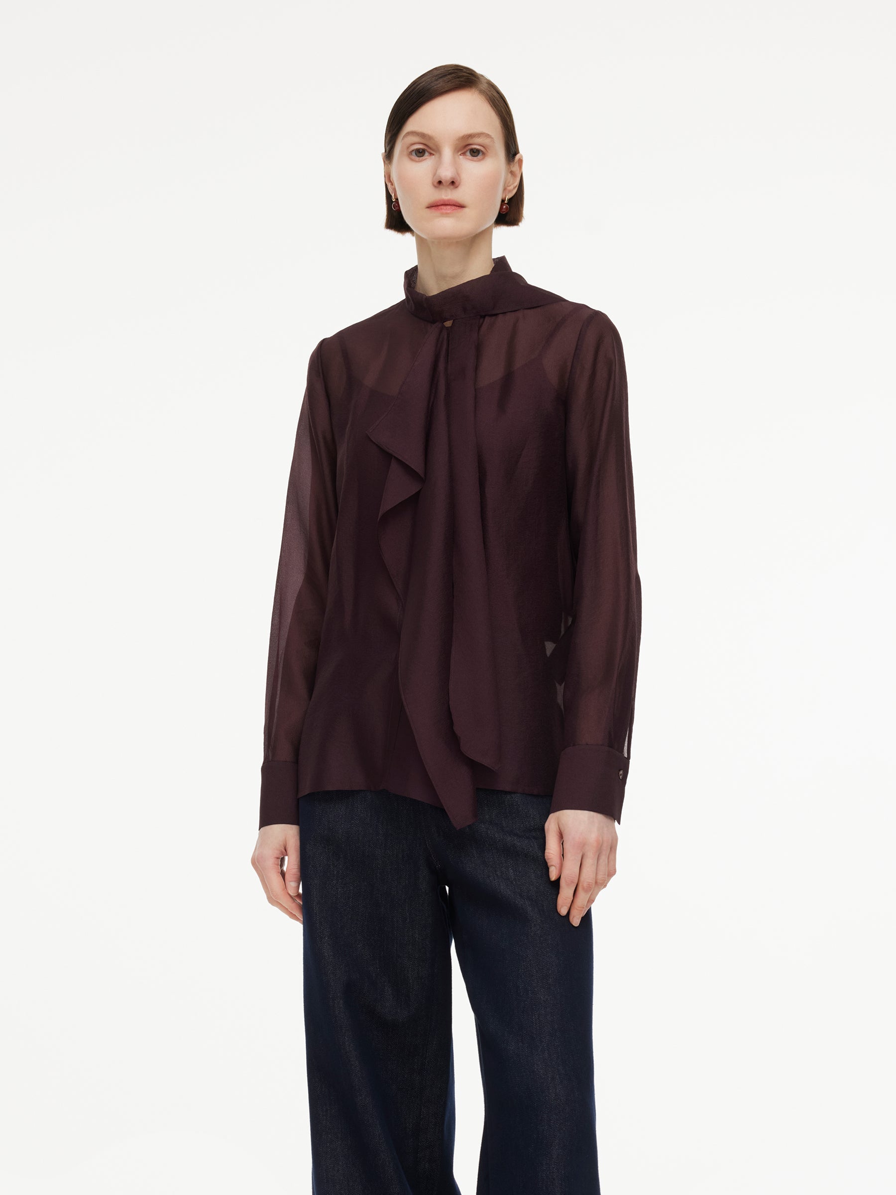 Tie-Front Bow Silk Top